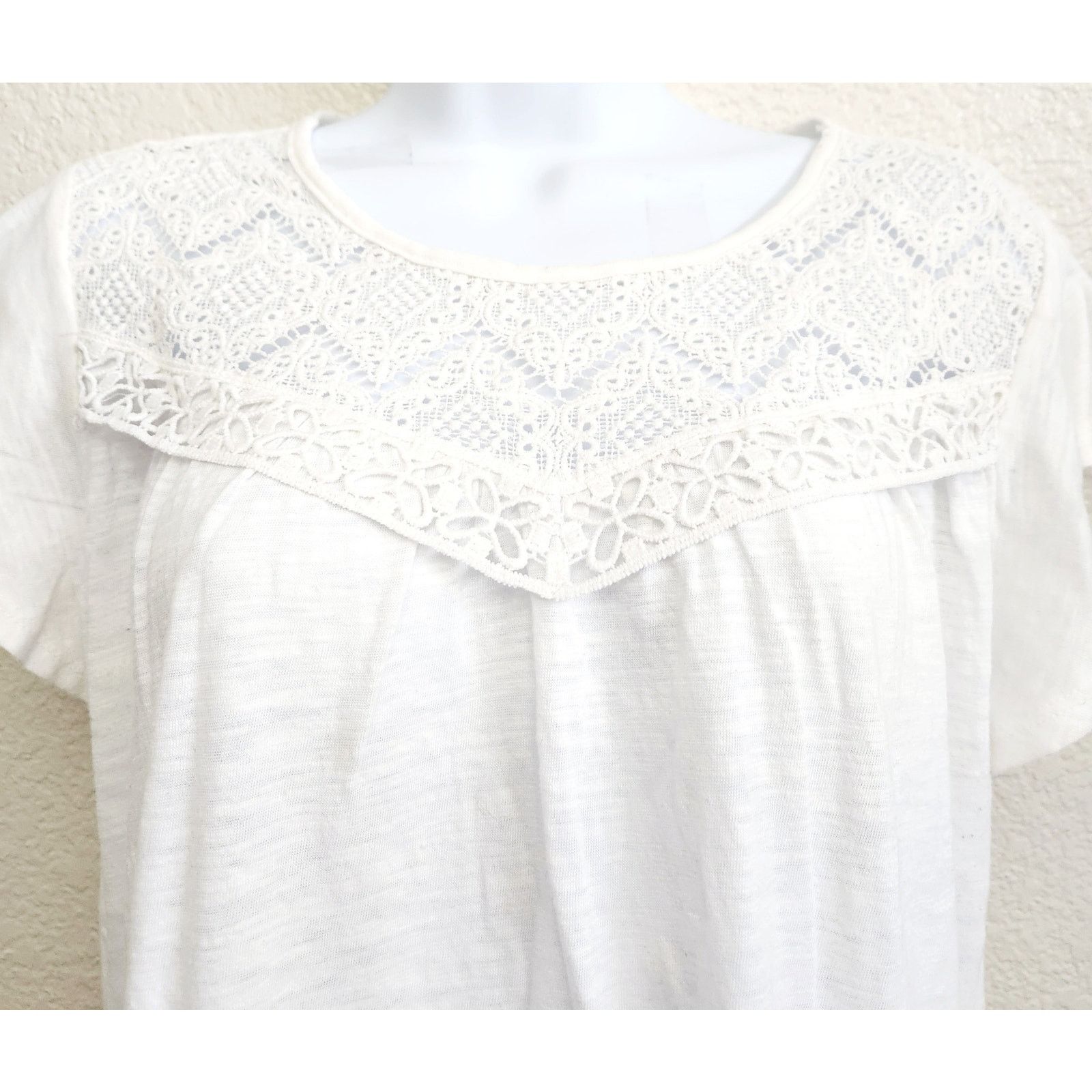 Other Hannah White Crochet Lace Bodice Cap Flutter Sleeves Medium Size M / US 6-8 / IT 42-44 - 3 Thumbnail