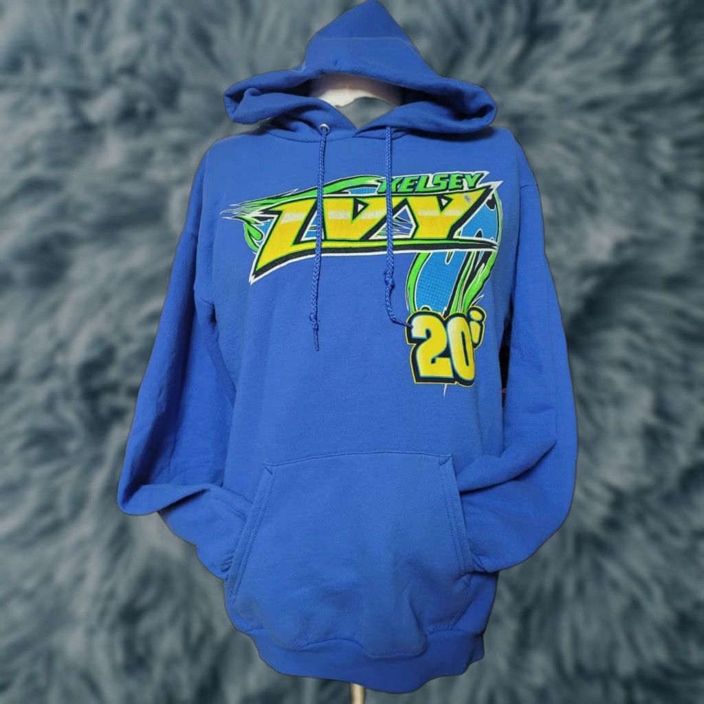 Vintage Kelsey Ivy #20 Sprint Car Racing Hoodie Sweatshirt M Blue Hooded Pullover Mens Cars 410 Fremont OH Size US M / EU 48-50 / 2 - 1 Thumbnail