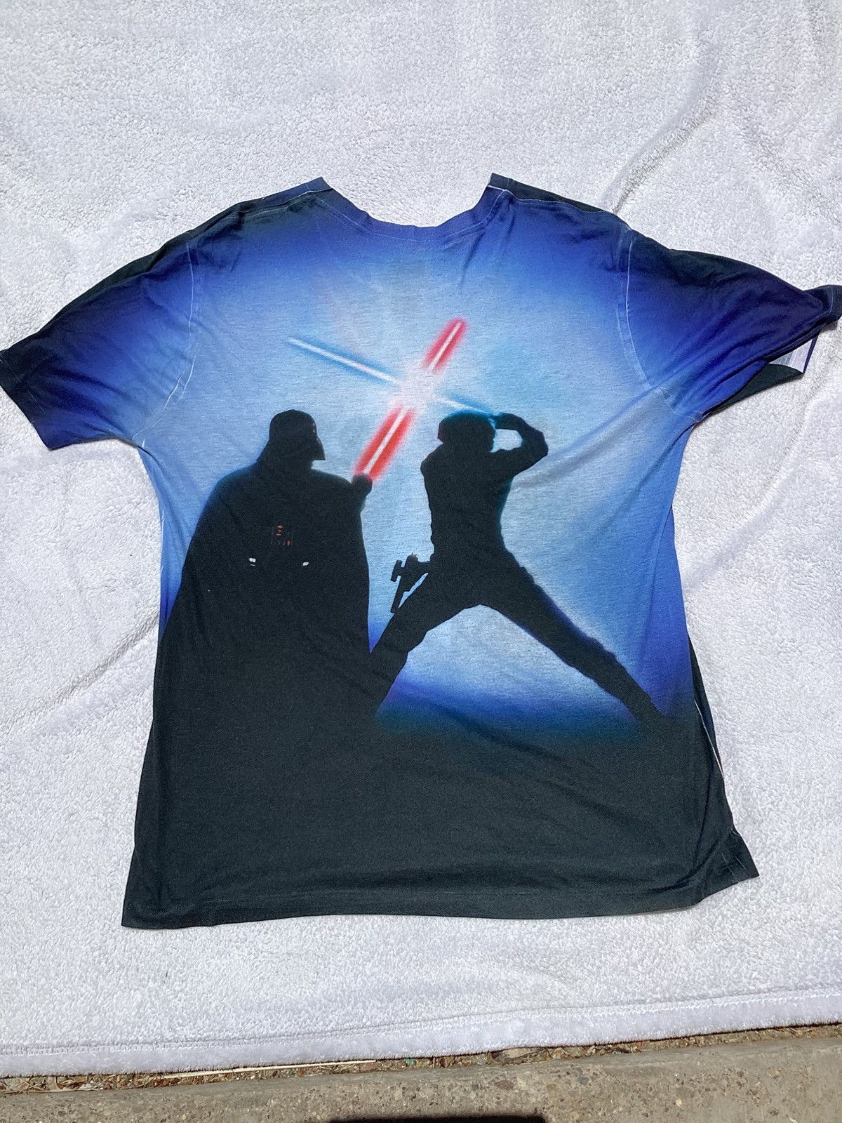 Vintage Star Wars Darth Vader, Luke Skywalker battle scene AOP TEE Size US XL / EU 56 / 4 - 3 Thumbnail