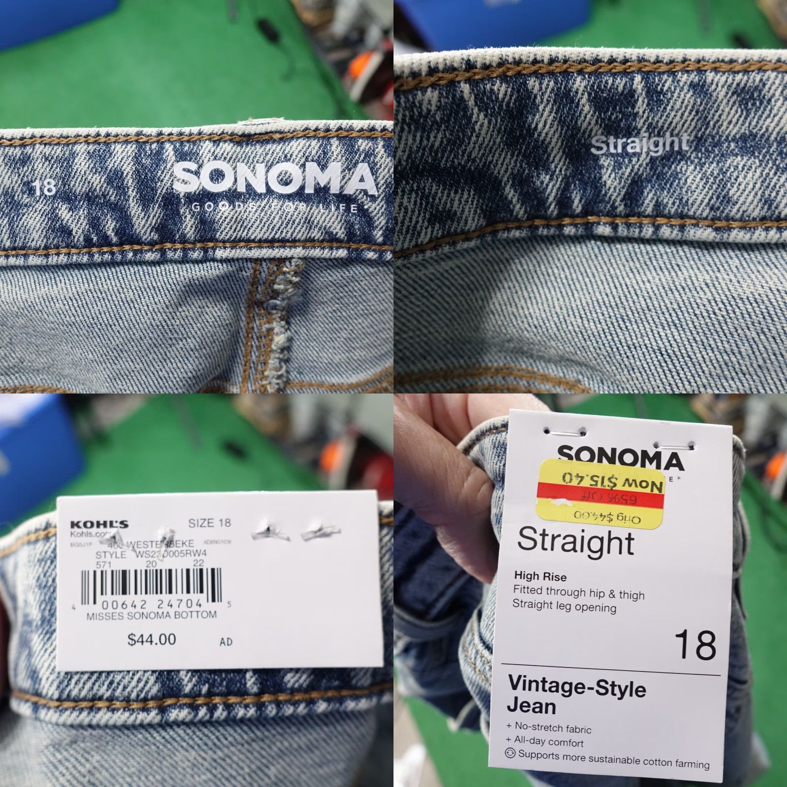 Vintage VINTAGE Sonoma Women's Straight High Rise Denim Jeans Size 18 Blue Fall Spring Summer Winter Size 40" / US 18 - 8 Thumbnail