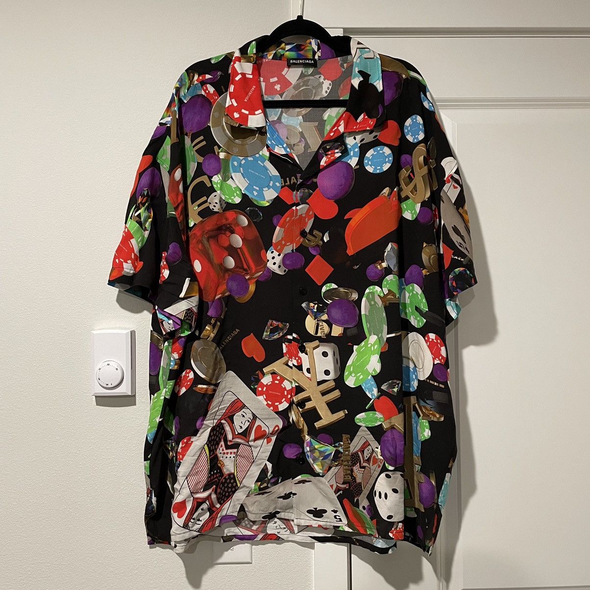 image of Balenciaga Ss 2019 Casino Button Up in Black, Men's (Size XL)