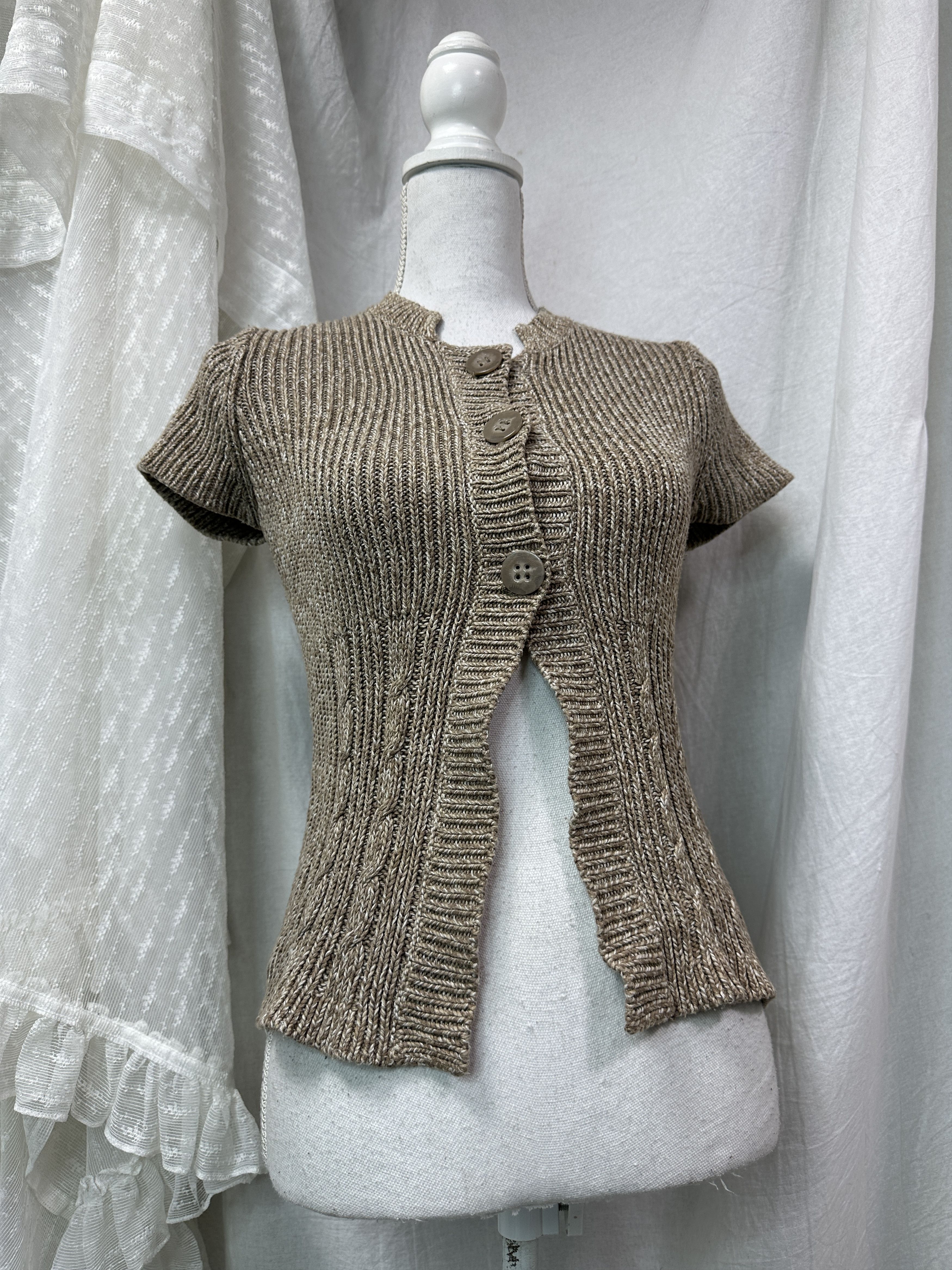 Vintage Vintage Avant Garde Buttoned Short Sleeve Sweater Y2K Size S / US 4 / IT 40 - 1 Thumbnail