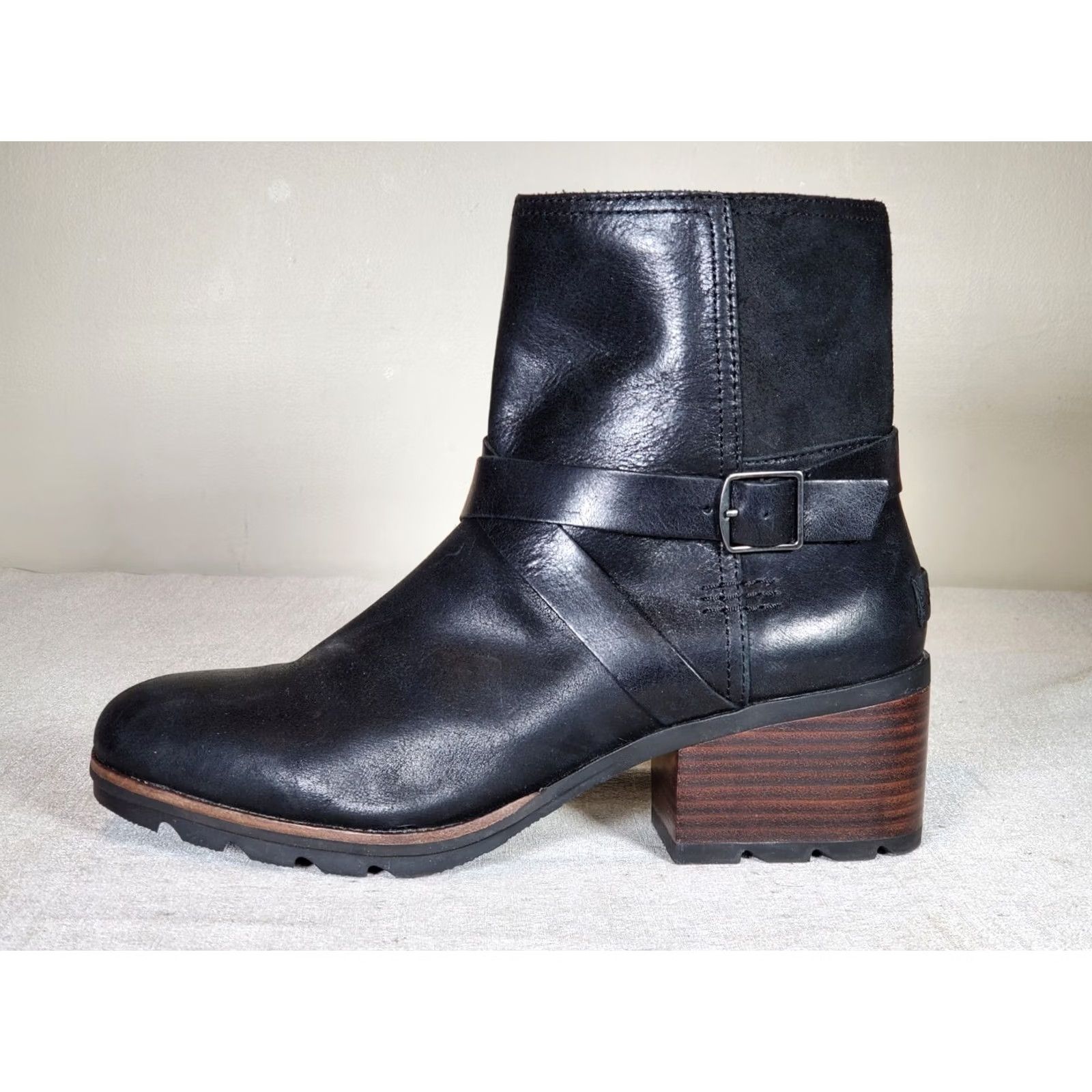 SOREL SOREL Cate Buckle Bootie NL3709-010 Black Leather Zip Rain Boot Women's US 11 Size US 11 / IT 41 - 5 Thumbnail