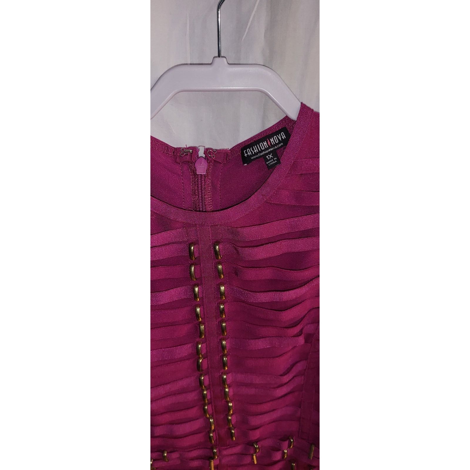 Other Fashion Nova Magenta Bandage Bodycon Studded Dress Size 1X Size XL / US 12-14 / IT 48-50 - 3 Thumbnail