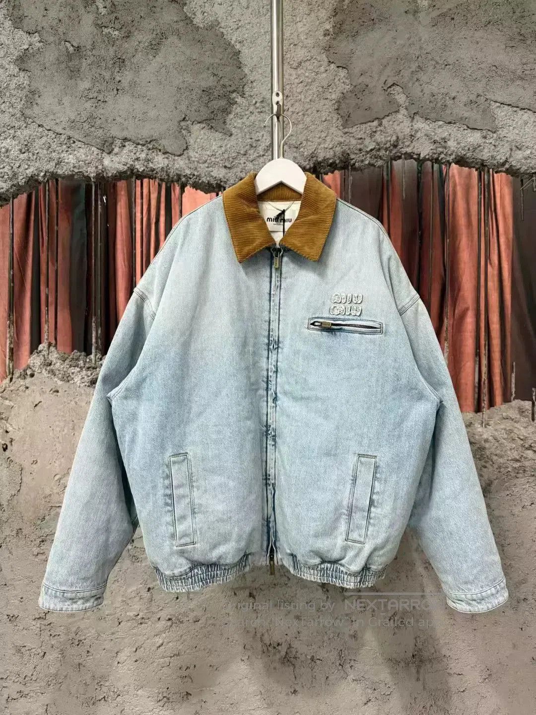 Miu Miu miumiu denim jacket with brown collar | Grailed