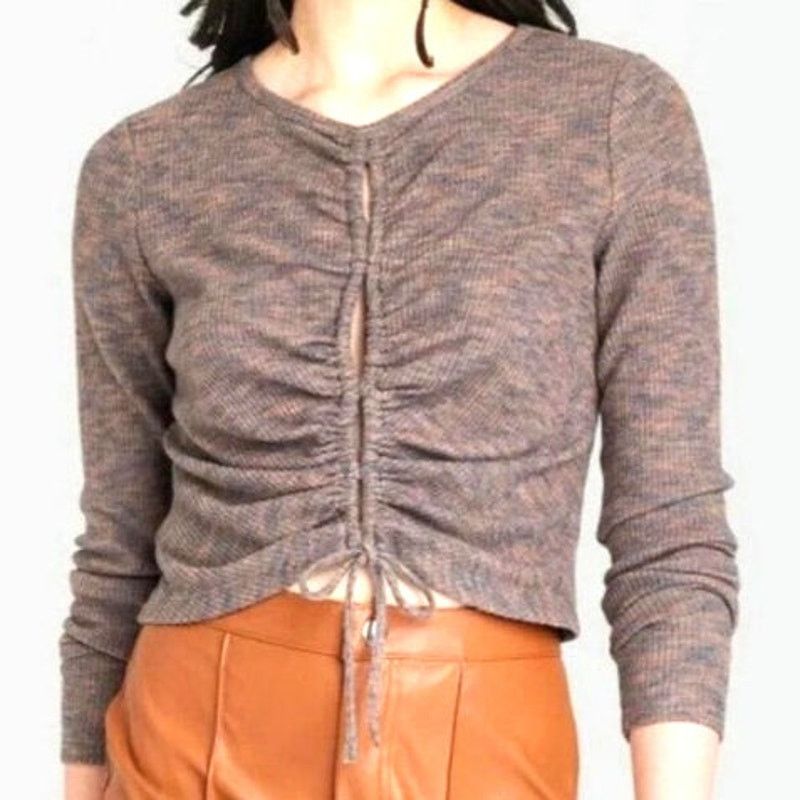 Other Wild Fable Brown Knit Crop Split Cozy Top NWT Extra Large Size XL / US 12-14 / IT 48-50 - 1 Thumbnail
