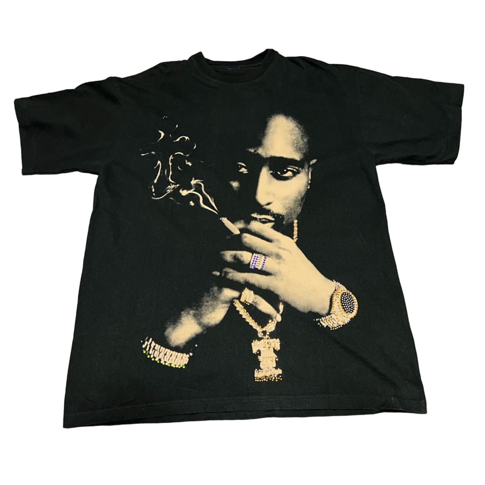 Rap Tees Vintage USA Tupac Shakur Hip Hop Rap Studded T-Shirt 2XL Size US XXL / EU 58 / 5 - 1 Thumbnail