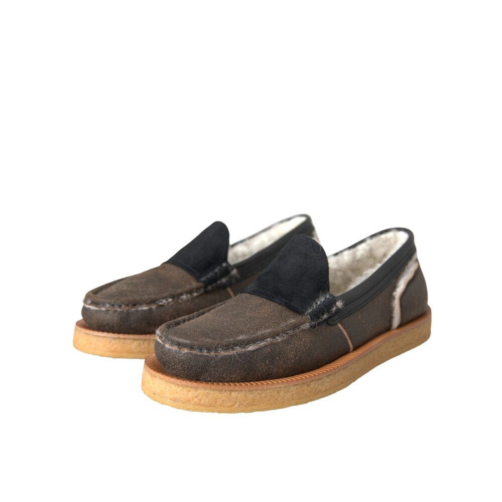 Dolce & Gabbana Dolce & Gabbana Brown Black Fur Leather Loafers Men Shoes Size US 7 / EU 40 - 3 Thumbnail