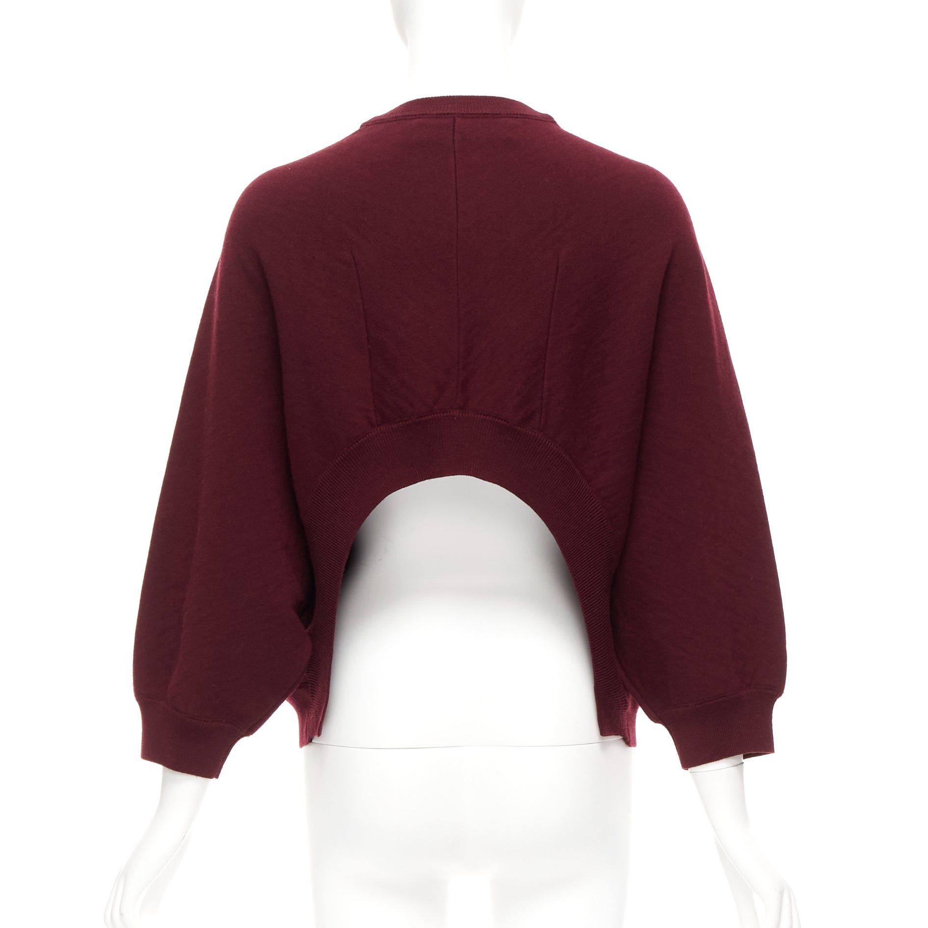 Image of Marni 100% Wool Burgundy Crop Back Batwing Boxy Sweater It38 S, Women's (Size XS)