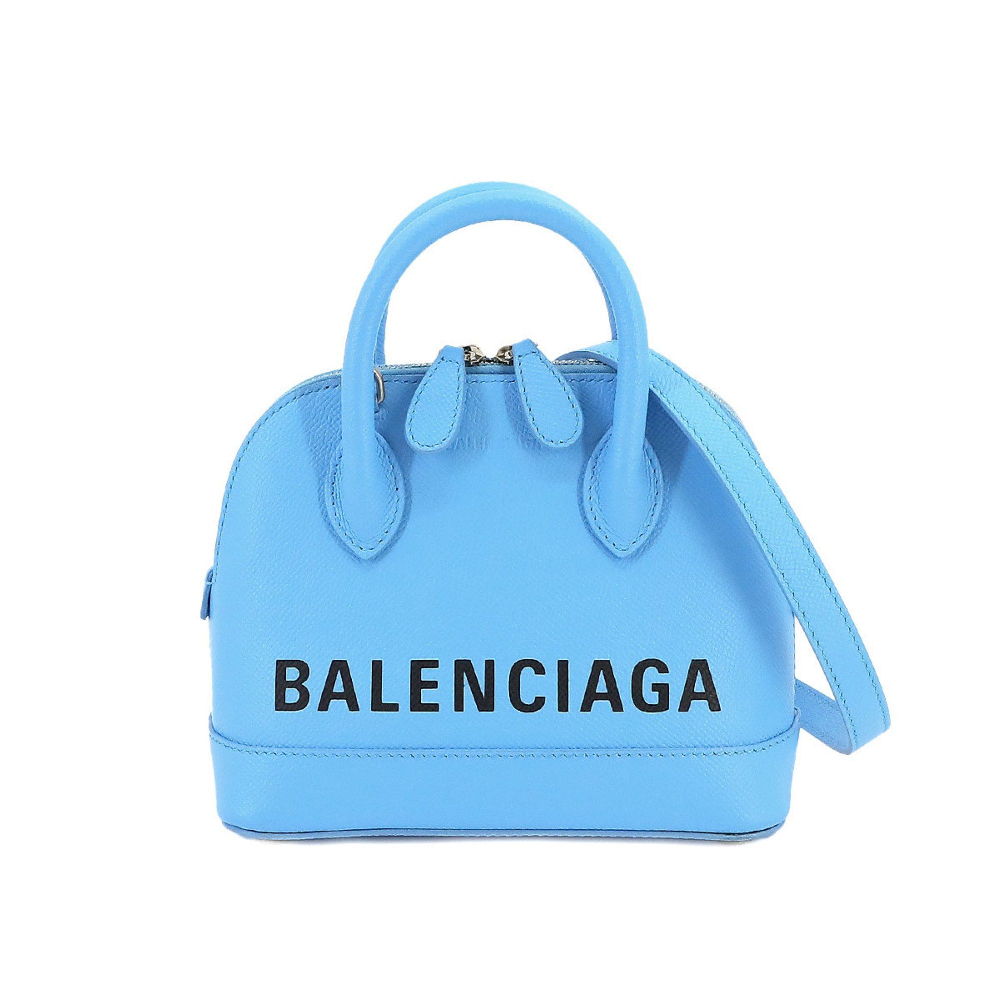 image of Balenciaga Vill Top Handle Xxs 2Way Hand Shoulder Bag Blue Leather 550646, Women's