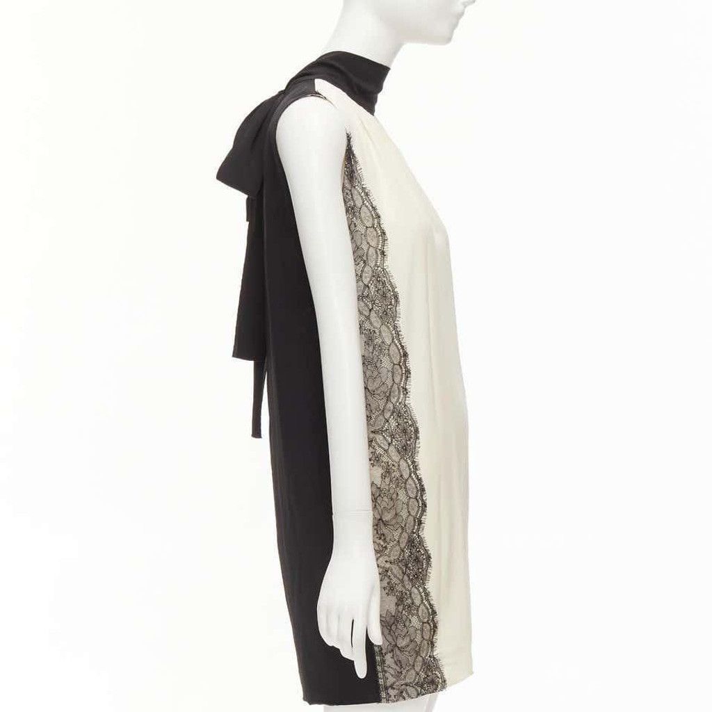 Dolce & Gabbana Dolce & Gabbana Silk Lace Shift Dress IT 42 Black Beige Size S / US 4 / IT 40 - 2 Thumbnail