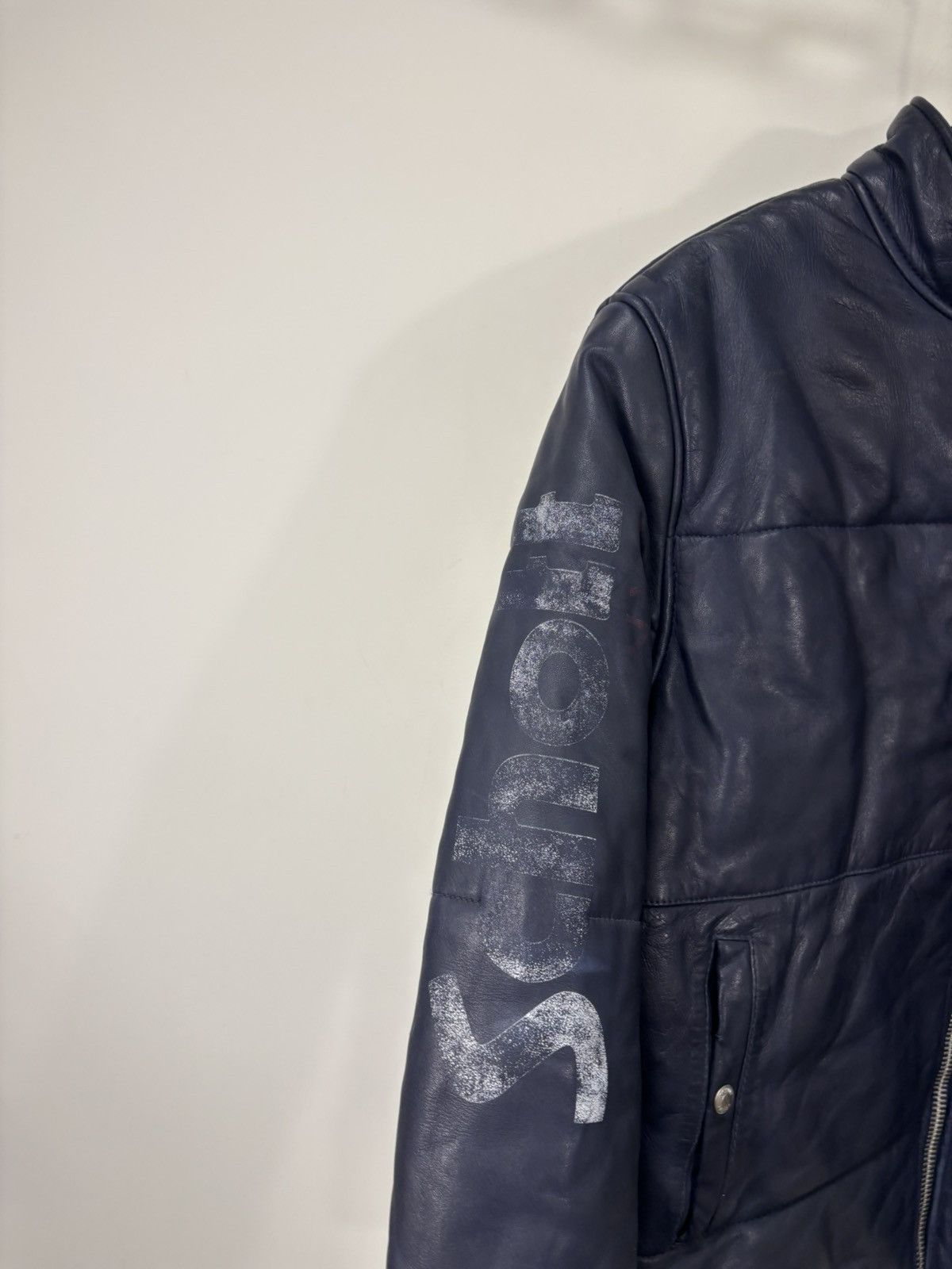 Schott Schott NYC x Fila Men’s Navy Blue Leather Jacket Size US M / EU 48-50 / 2 - 11 Thumbnail