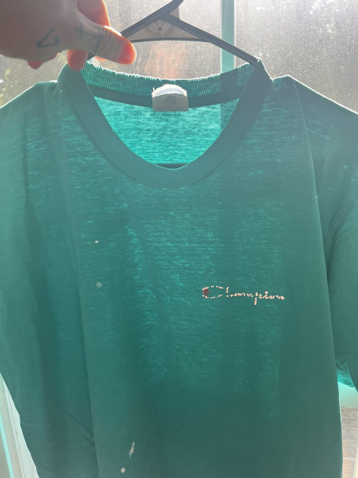 Champion × Japanese Brand × Vintage Vintage Teal Paper Thin Tee Champion Size US L / EU 52-54 / 3 - 1 Thumbnail