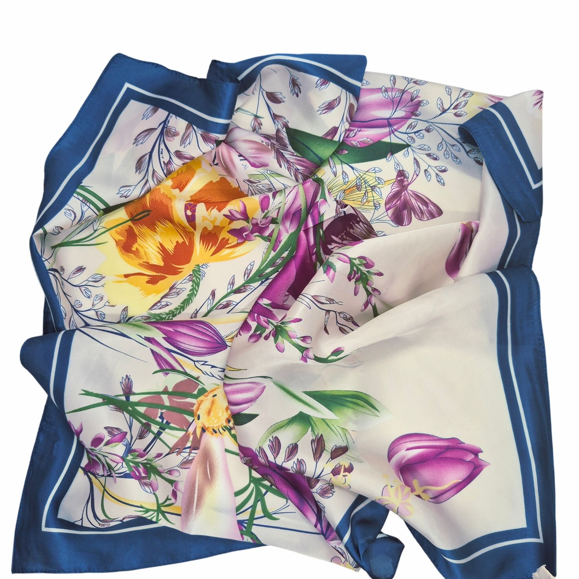 Other ⭐Luxur Elegant Purple Floral Silky Square Scarf Leaf Floral Size ONE SIZE - 6 Thumbnail