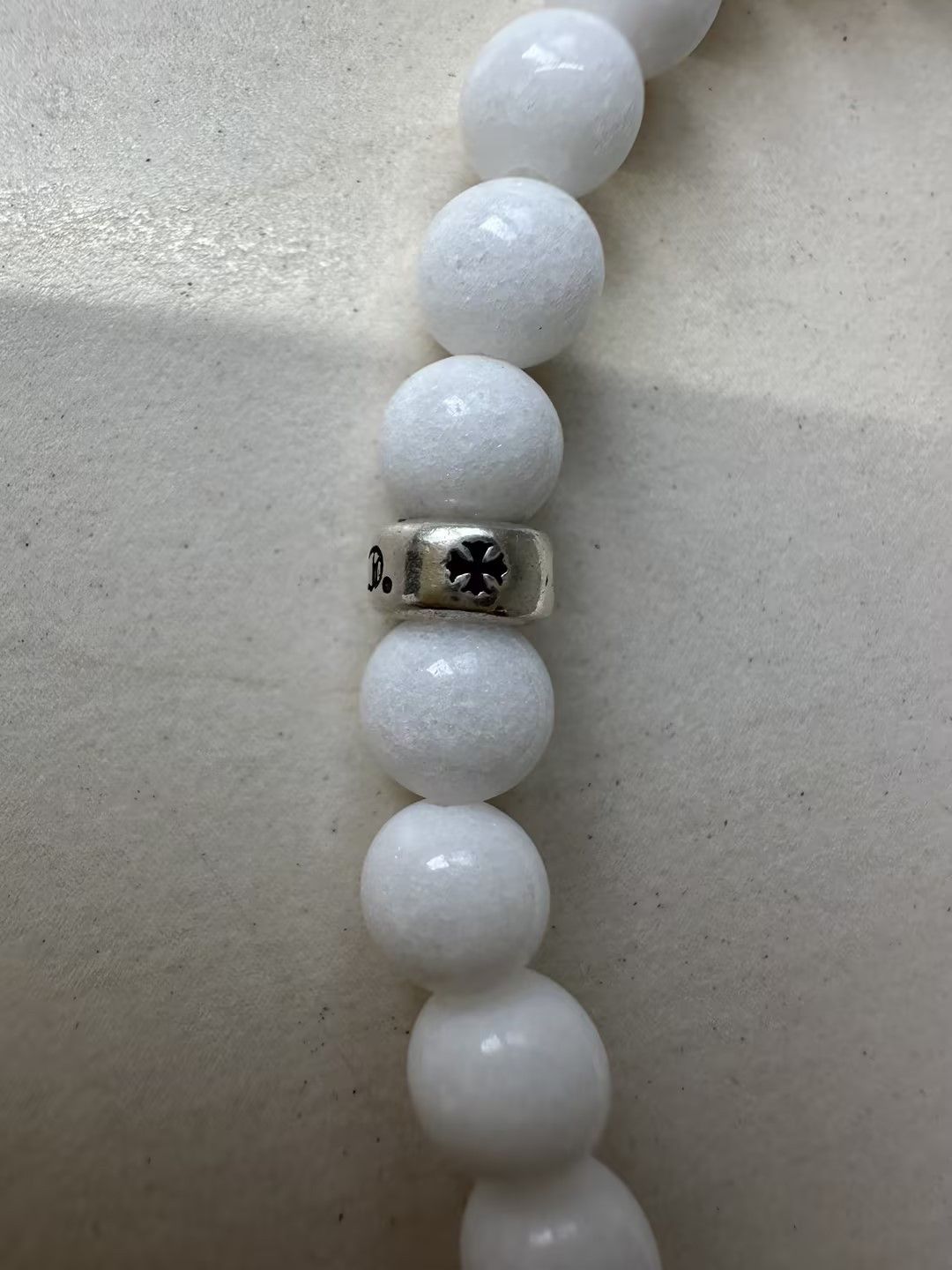 Chrome Hearts Chrome Hearts Vine Heart 6mm White Agate Beaded Bracelet Size ONE SIZE - 6 Thumbnail