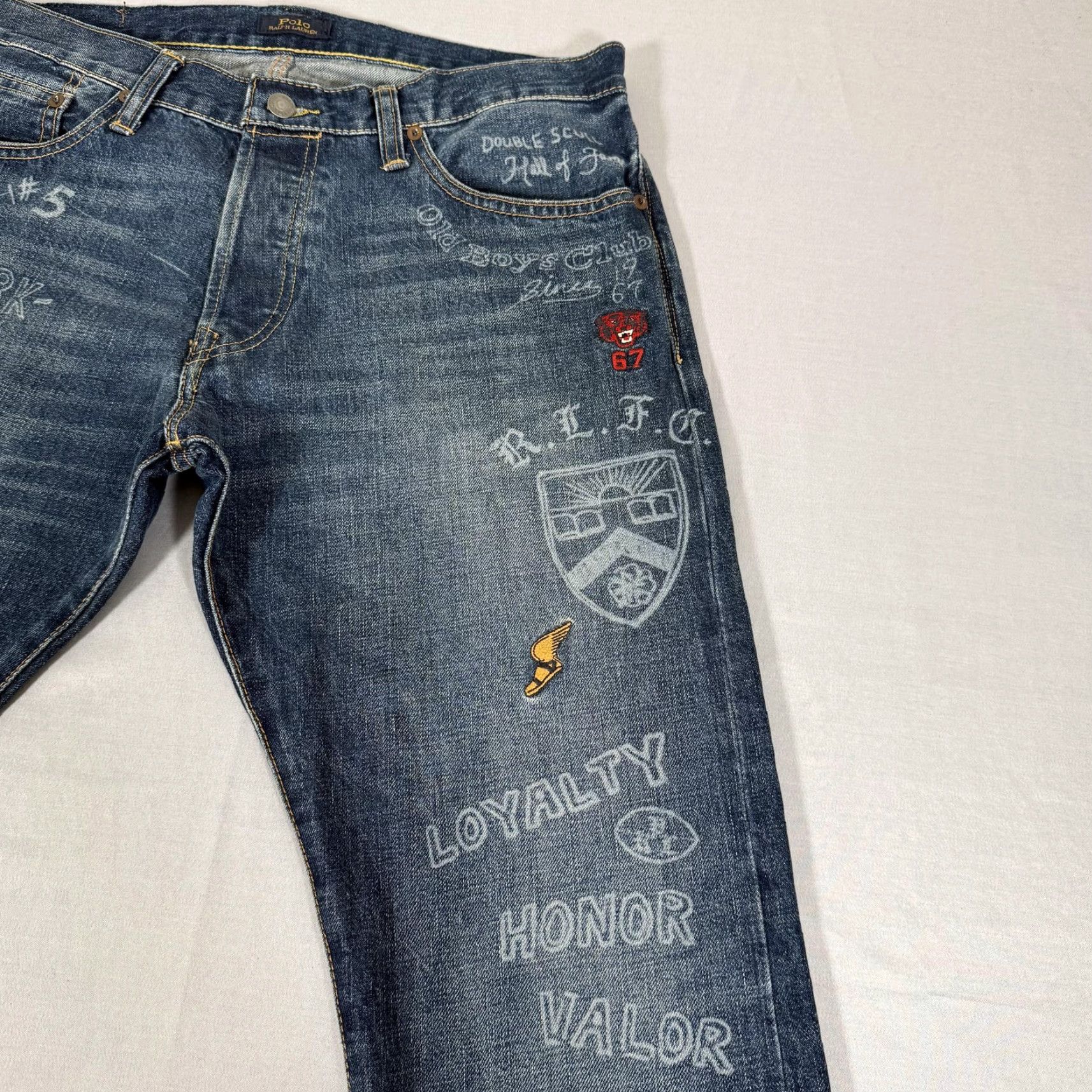 Polo Ralph Lauren Polo Ralph Lauren Varick Slim Straight Jeans Men 33x30 Blue Patchwork Denim Pants Size US XS / EU 42 / 0 - 4 Thumbnail