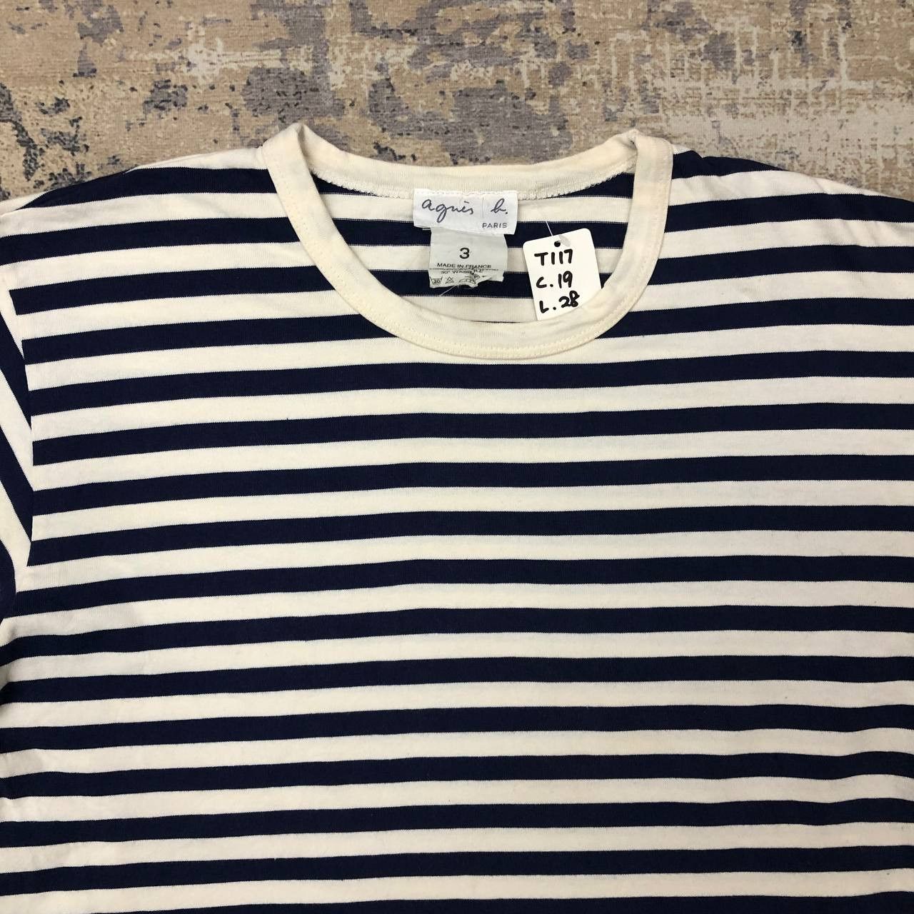 agnes b. T117 AGNES B PARIS STRIPED LONG SLEEVE TEE Size S / US 4 / IT 40 - 4 Thumbnail