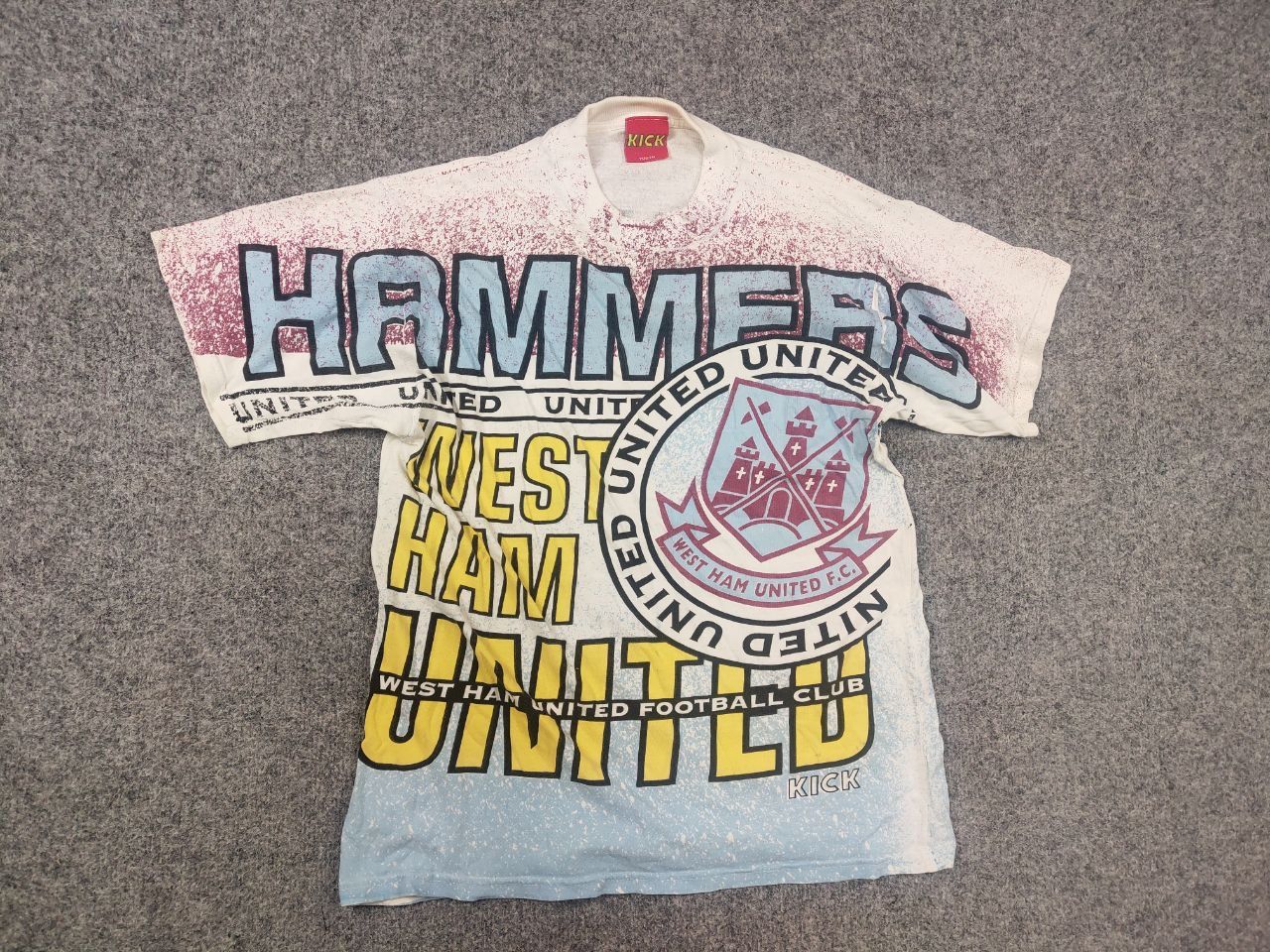 Vintage Vintage 90's Kick Logo West Ham United F.C. Football T Shirt Size US S / EU 44-46 / 1 - 2 Thumbnail