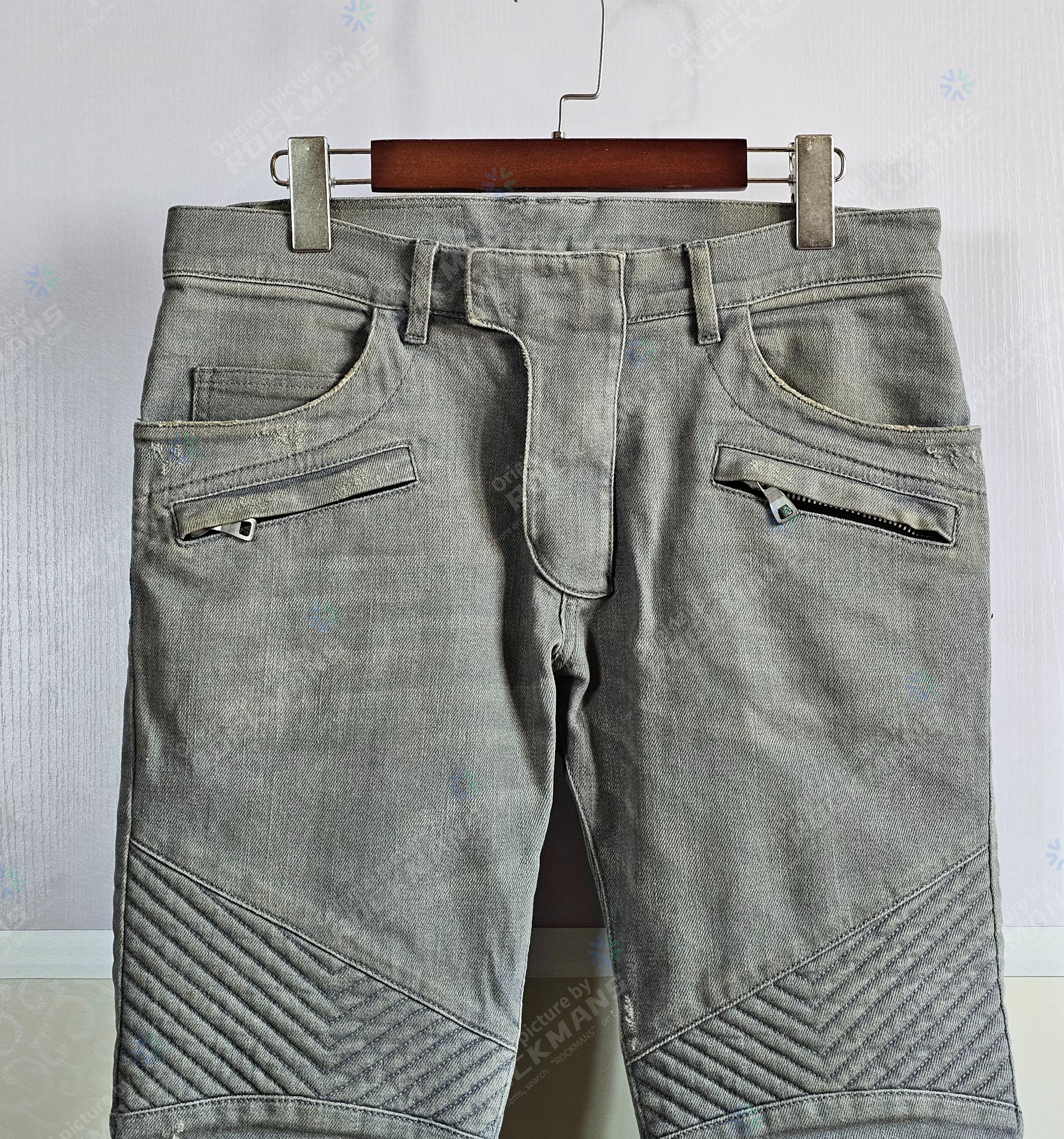 Balmain Balmain Men's Grey Biker Jeans Size 29 Size US 29 - 2 Thumbnail