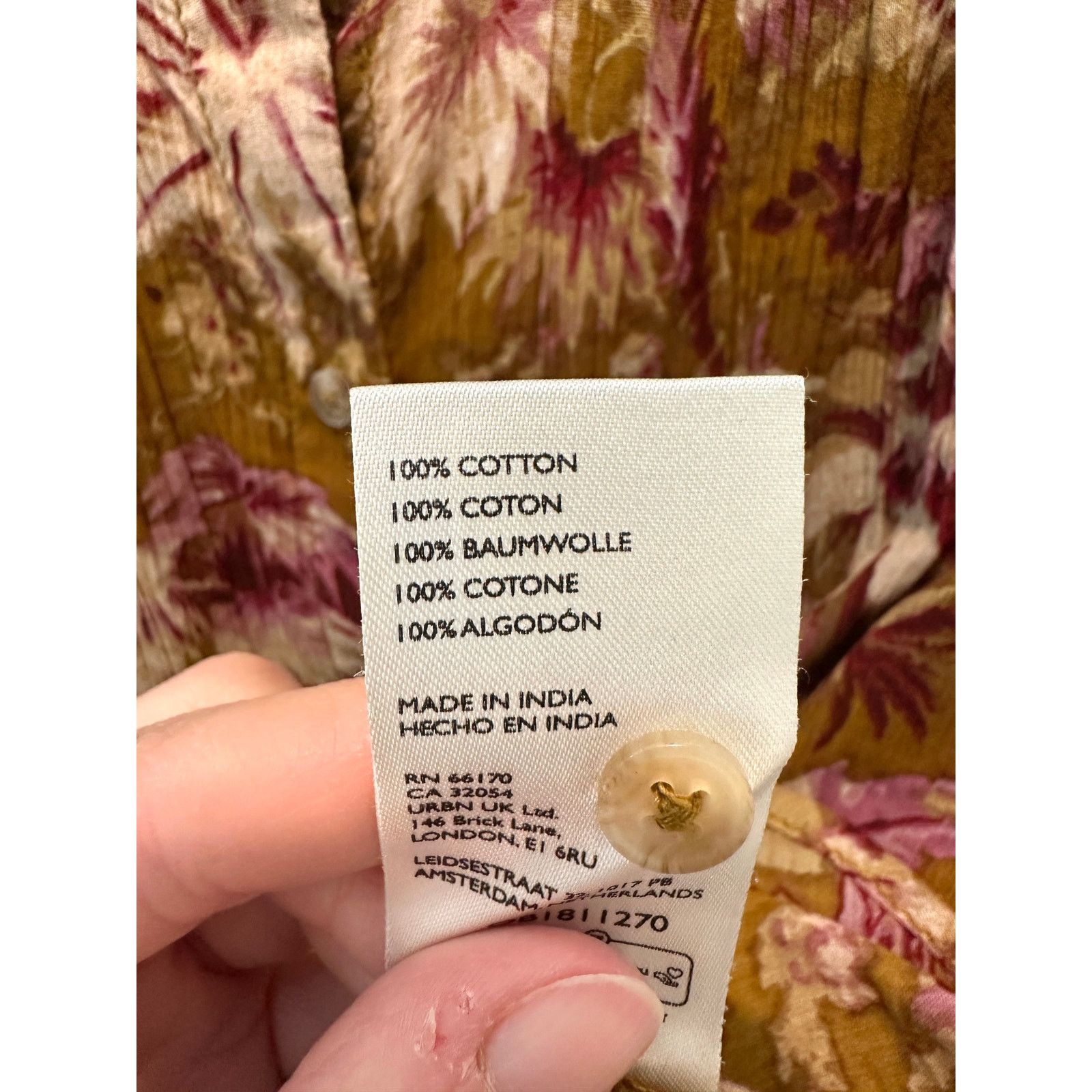 Anthropologie ANTHROPOLOGIE | Gold Floral Batwing Oversized Blouse Size XS / US 0-2 / IT 36-38 - 6 Thumbnail