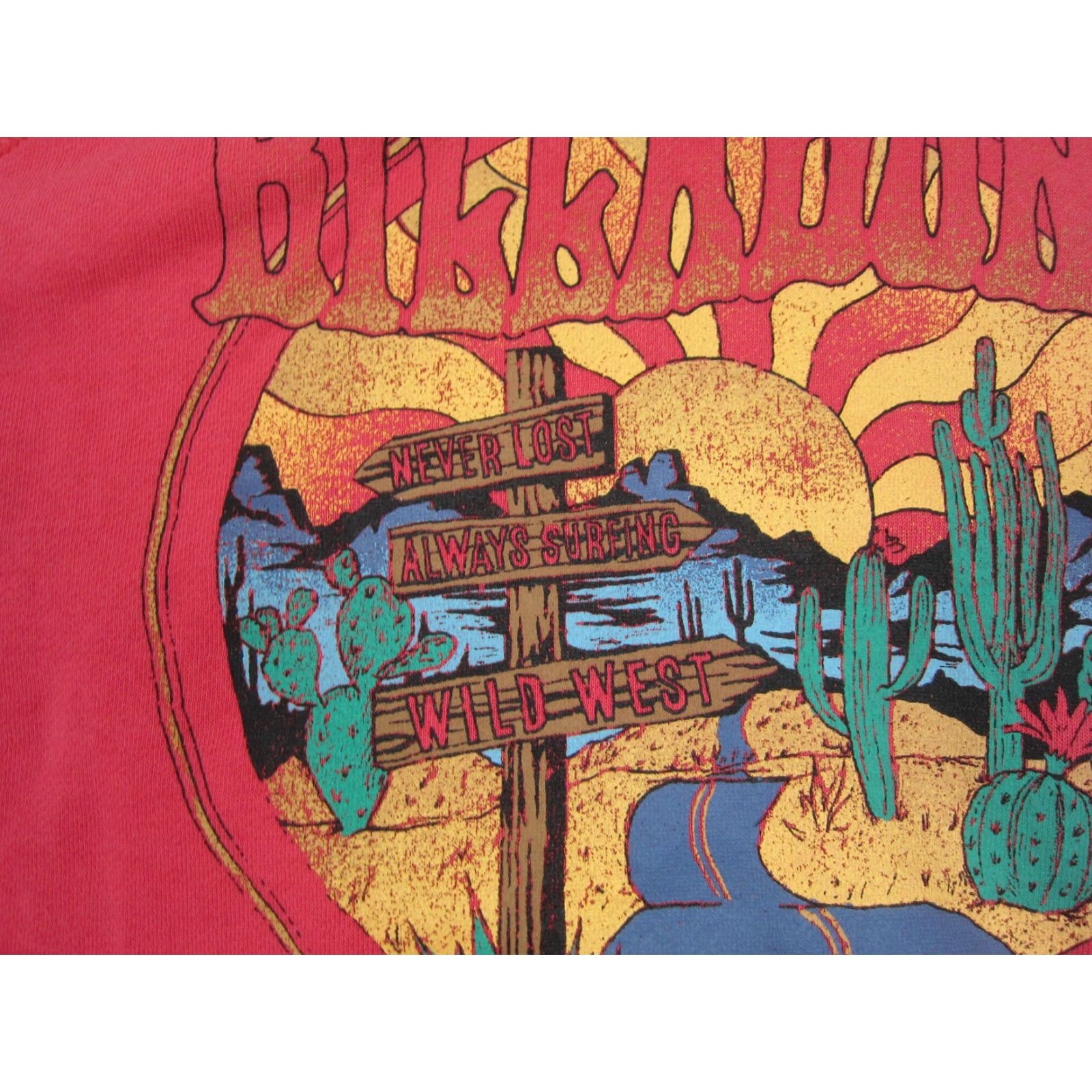Billabong Billabong x Wrangler Hoodie Mens M Pink 90s Pullover Sweatshirt Hooded Graphic Print Pockets Regular Fit Shirt/Hoody Size US M / EU 48-50 / 2 - 5 Thumbnail