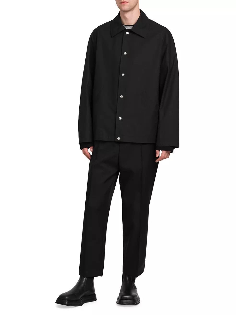 Jil Sander o1s22i1n1024 Cotton Logo Overshirt in Black Size US L / EU 52-54 / 3 - 2 Thumbnail