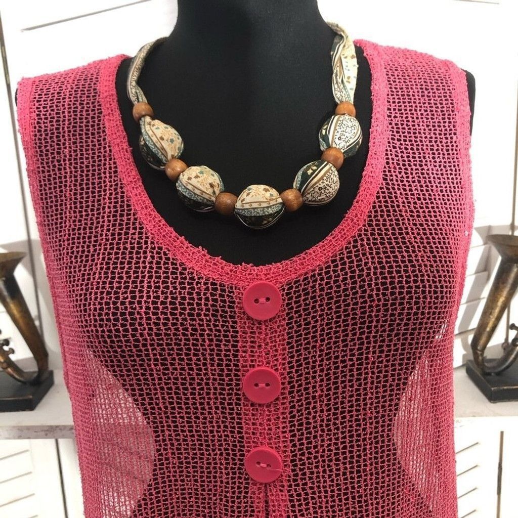 Vintage Simply Noelle Beach Cover Up Sheer Mesh Hot Pink Sz M Size L / US 10 / IT 46 - 6 Thumbnail