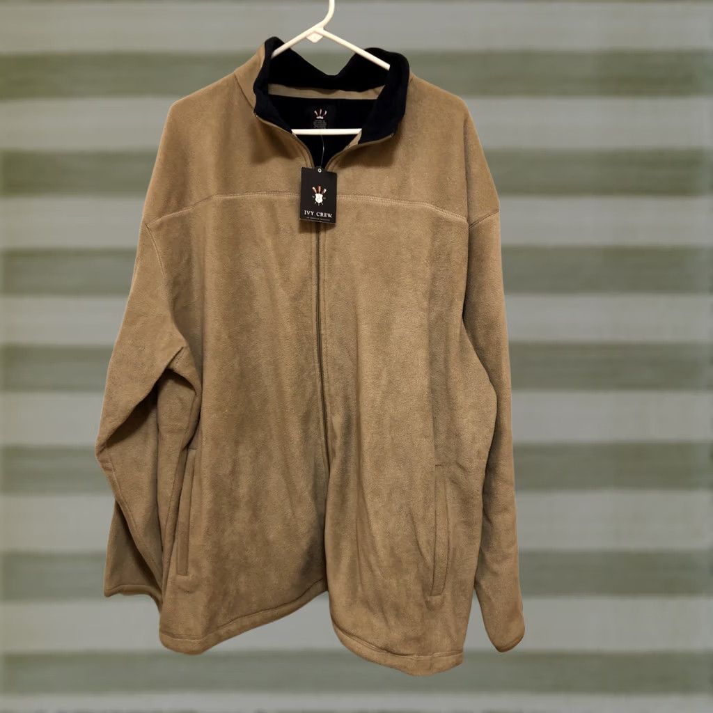 Vintage Ivy Crew Classic Fit Khaki Fleece Zip Up Jacket Mens XXL NWT New with Tags Beige Lightweight Zip Closure Casual Walking Polyester Jacket Size US XXL / EU 58 / 5 - 1 Thumbnail