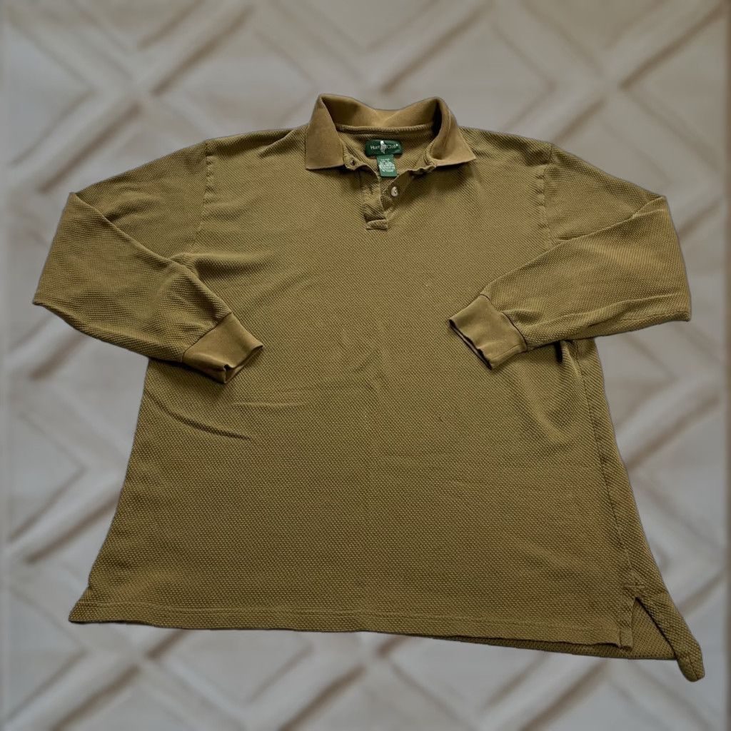 Vintage Hunt Club Polo Shirt Men’s Large Green Long Sleeve 100% Cotton Casual Outdoor Activewear Size US L / EU 52-54 / 3 - 1 Thumbnail