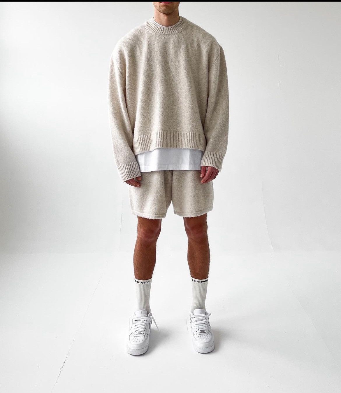 image of Cole Buxton Knit Sweater - Natural/off-White (S) in Off White, Men's (Size Small)