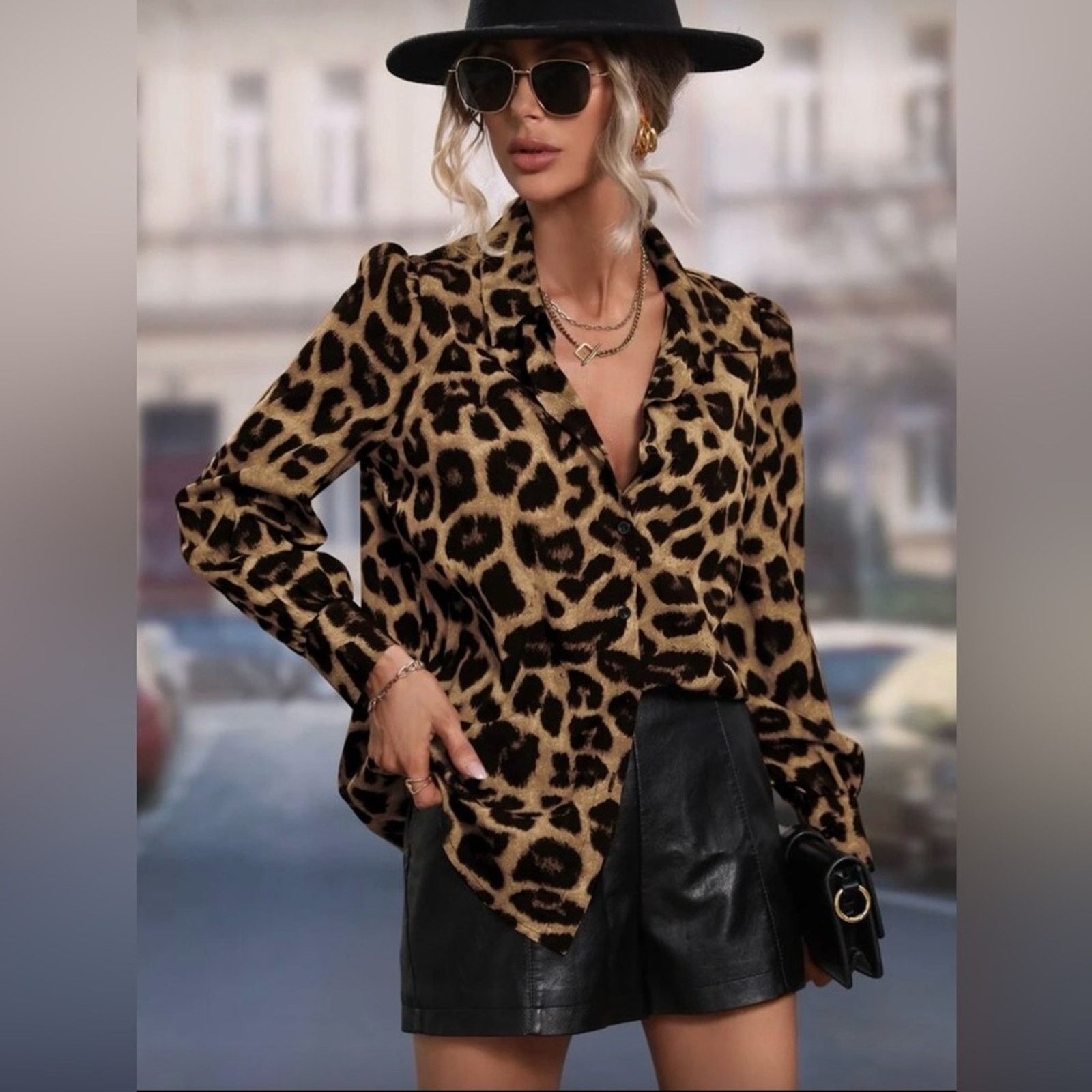 Other New Leopard Print V-Neck Blouse size S Size S / US 4 / IT 40 - 4 Thumbnail
