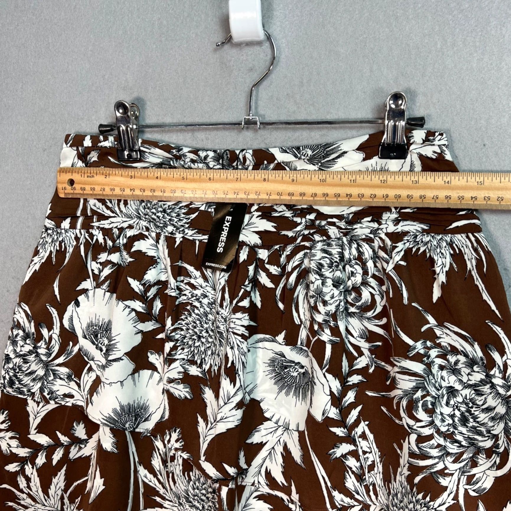 Express Express Floral Mini Skirt Women's 6 Brown 100% Polyester NEW! Size 28" / US 6 / IT 42 - 6 Thumbnail
