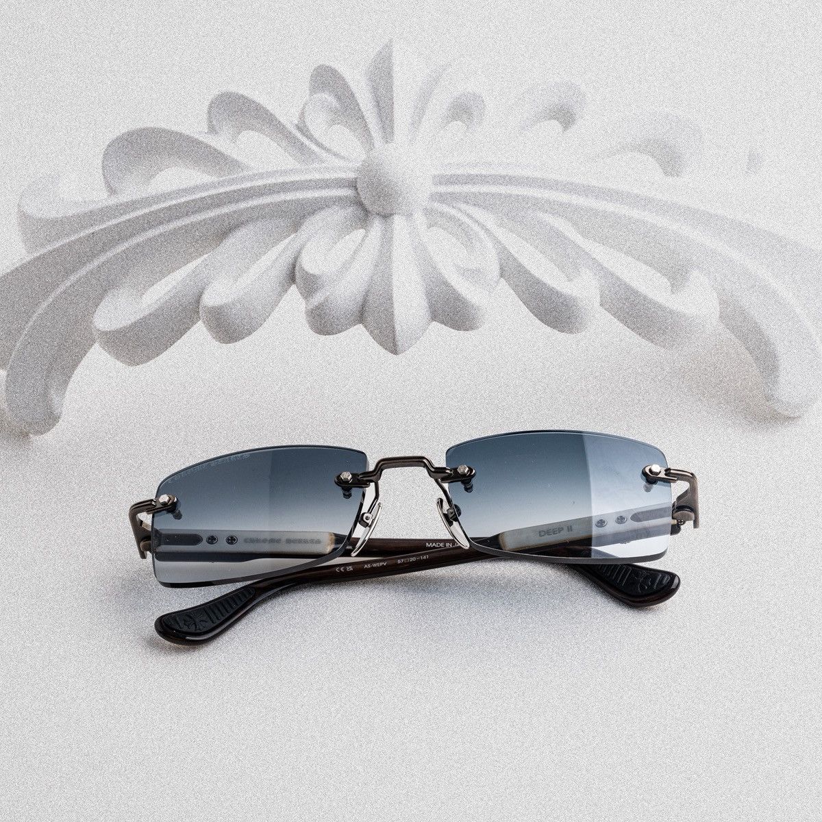Chrome Hearts CHROME HEARTS DEEP II ANTIQUE SILVER - WHITE EBONY WOOD PIANO VARNISH SUNGLASSES Size ONE SIZE - 6 Thumbnail