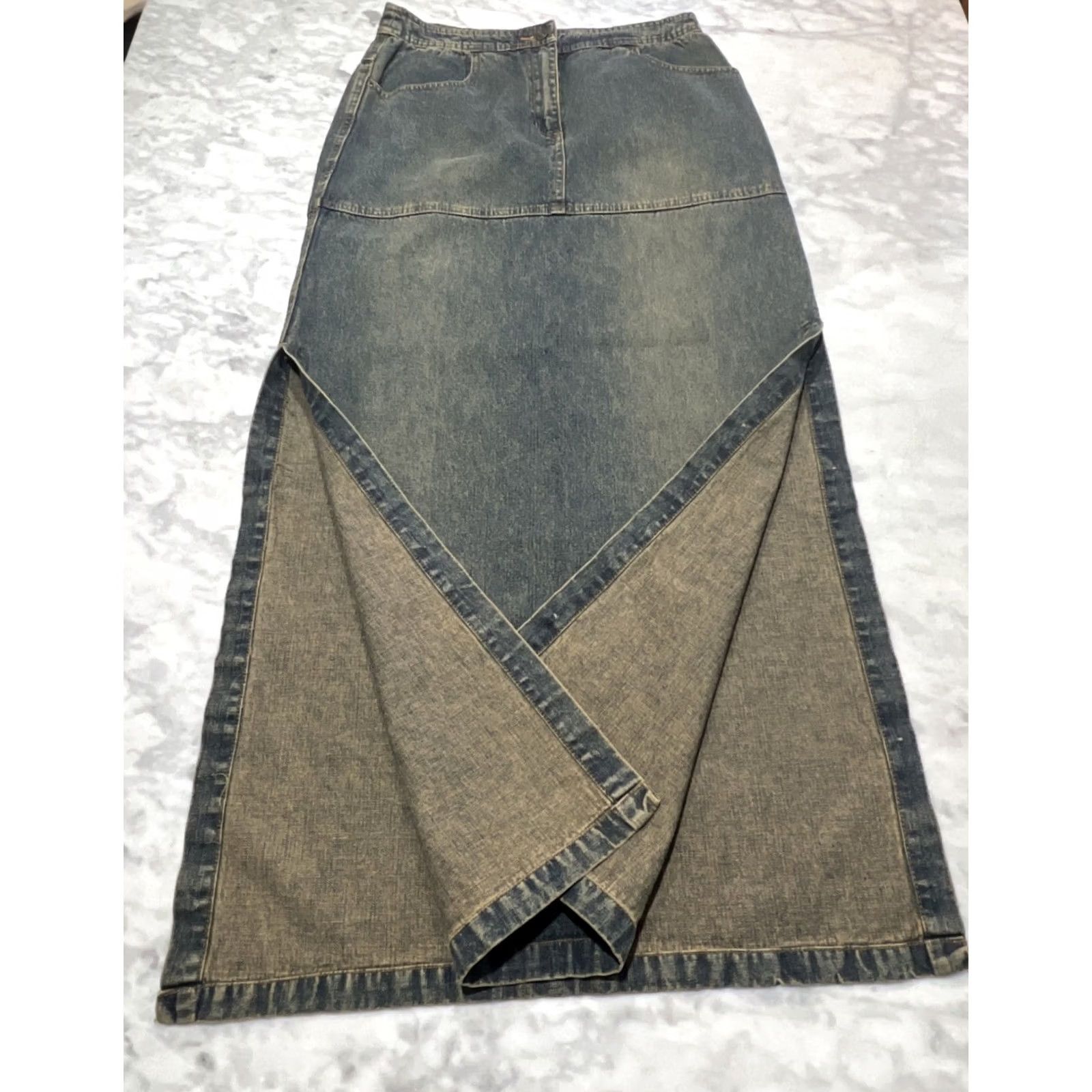 Vintage VINTAGE Newport News Jeanology Denim Long Skirt Women 8 Slits Cottage Core Western Size 30" / US 8 / IT 44 - 3 Thumbnail