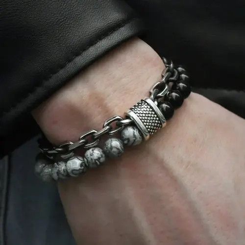 Jewelry Punk Style Double Layer Bead Bracelate Size ONE SIZE - 1 Thumbnail