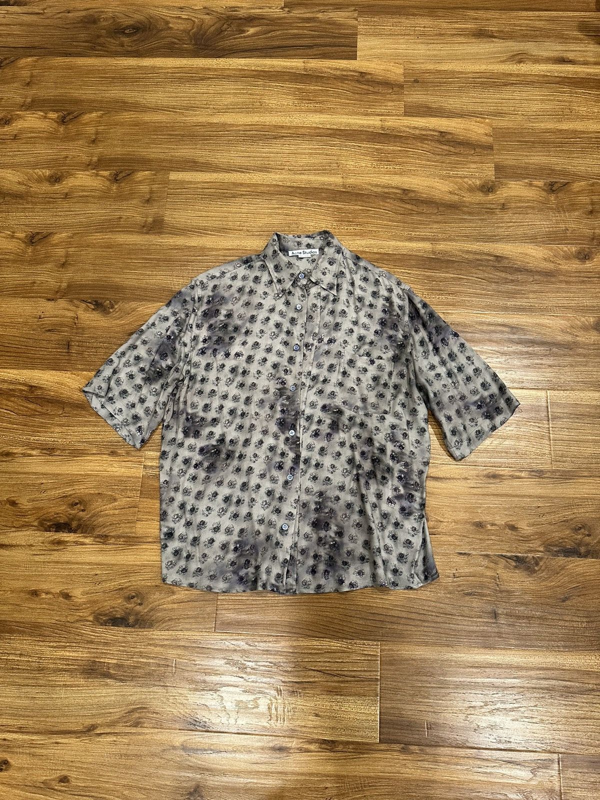 image of Acne Studios Flowers Button Up Tee, Men's (Size Medium)