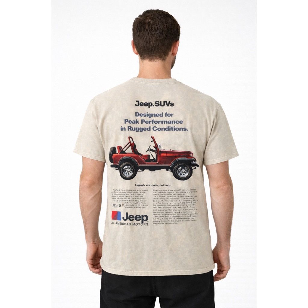 Jeep Jeep Graphic T Shirt Mens M NWT Beige Acid Wash Back Print Size US M / EU 48-50 / 2 - 1 Thumbnail