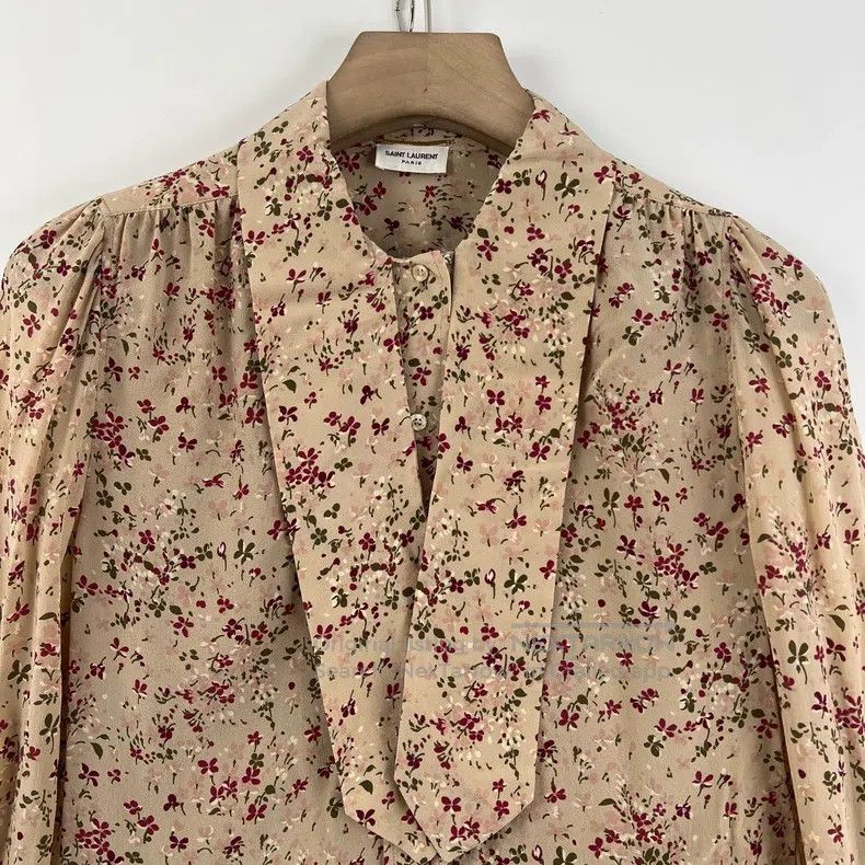 Saint Laurent Paris Saint Laurent Paris Floral Pattern Silk Shirt Size XS / US 0-2 / IT 36-38 - 4 Thumbnail