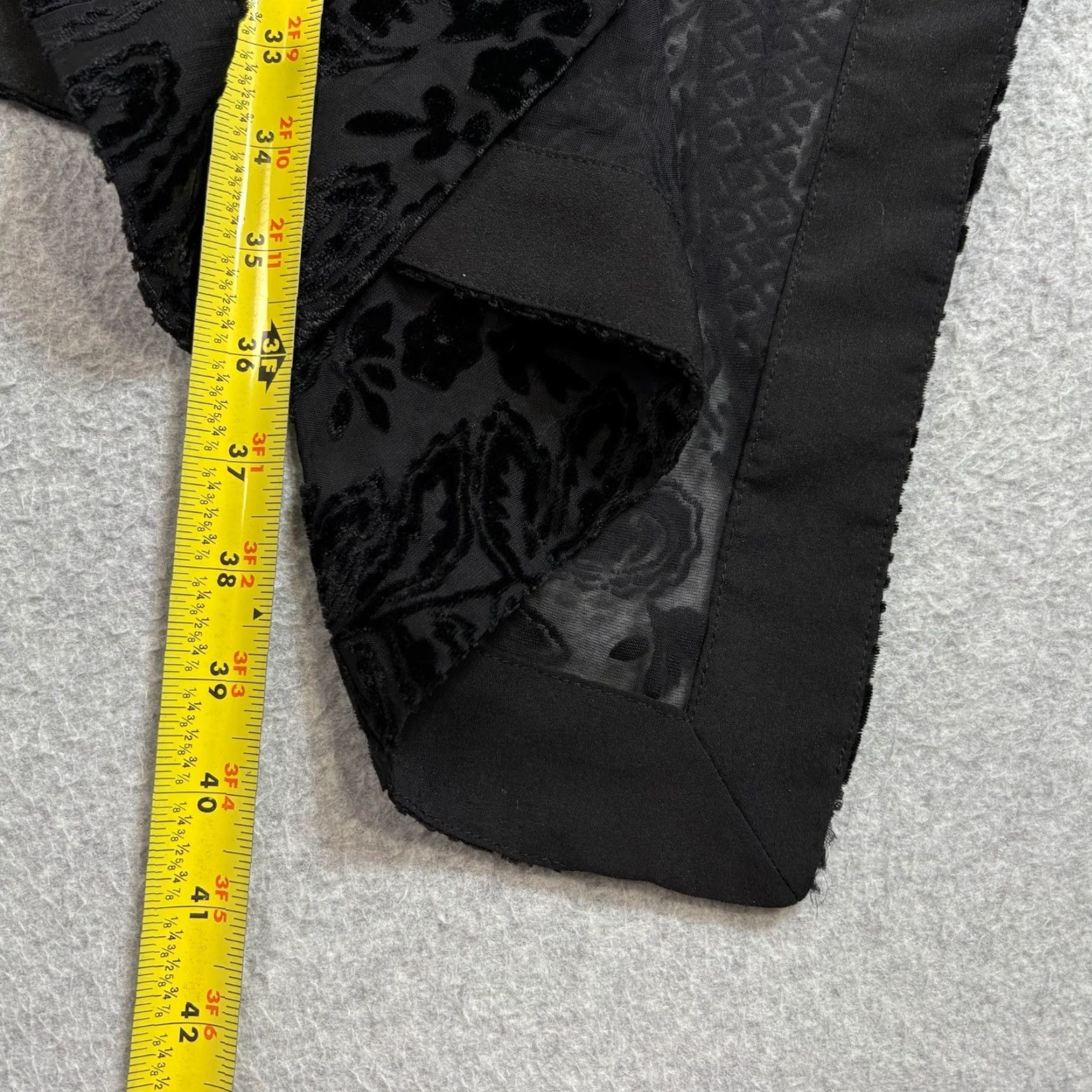 Simons Icone Simons Jacket Woman Black Burnout Velvet Layer Open Sheer Bohemian Basic Jacket Size ONE SIZE - 7 Thumbnail