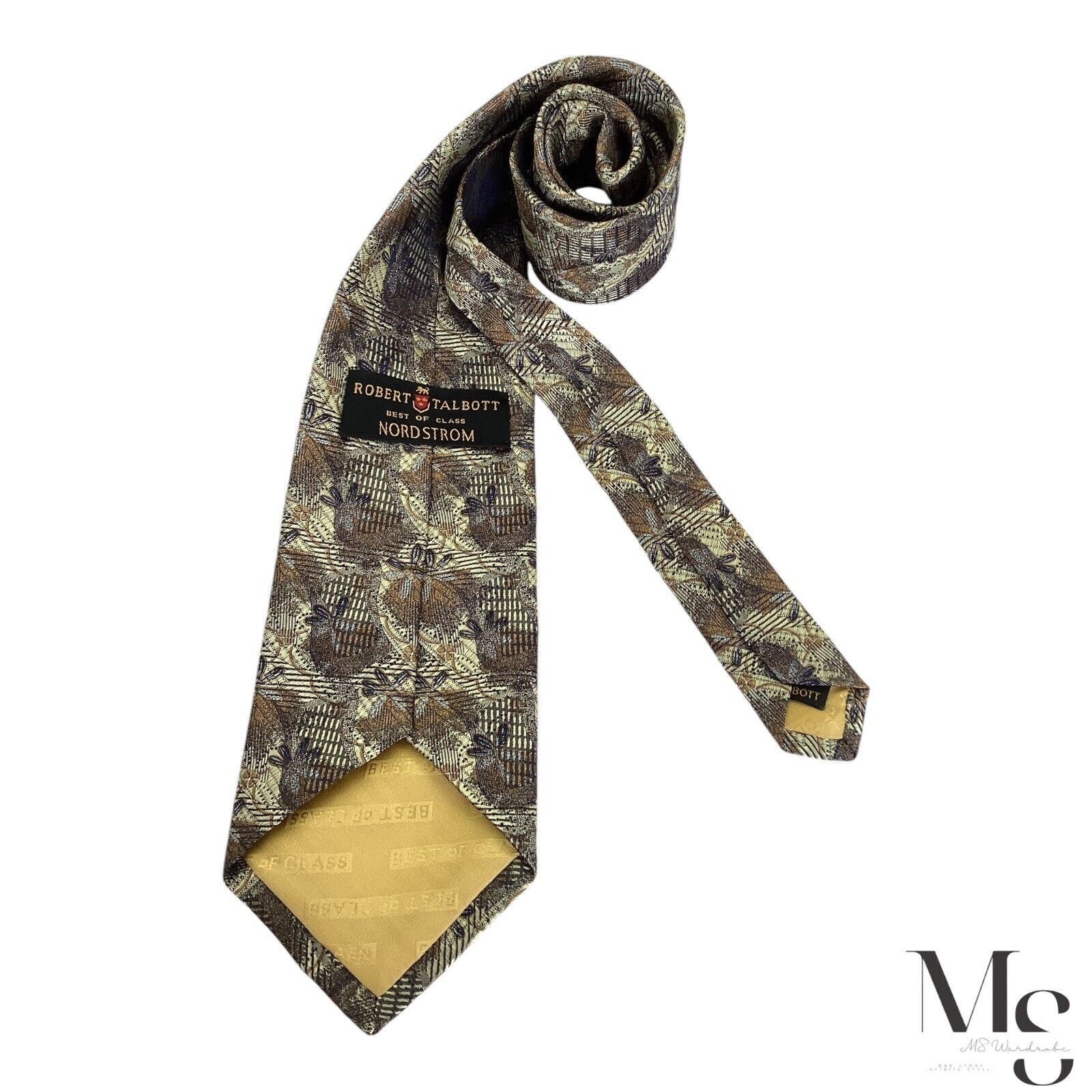 Robert Talbott ROBERT TALBOT Beige Floral Silk Tie Made In USA W: 4" EX CON Size ONE SIZE - 2 Thumbnail