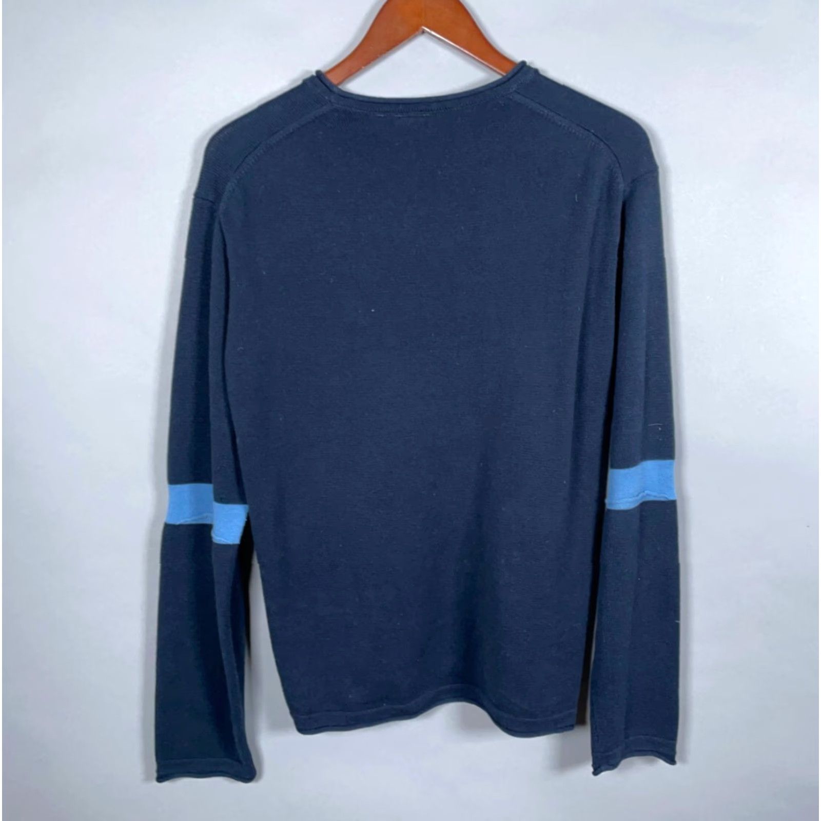 Armani Exchange Armani Exchange Sweater Mens M Blue Stripe Knit Crew Neck Slim Fit Cotton Blend Pullover Long Sleeve 90s Retro Classic Size US M / EU 48-50 / 2 - 2 Thumbnail