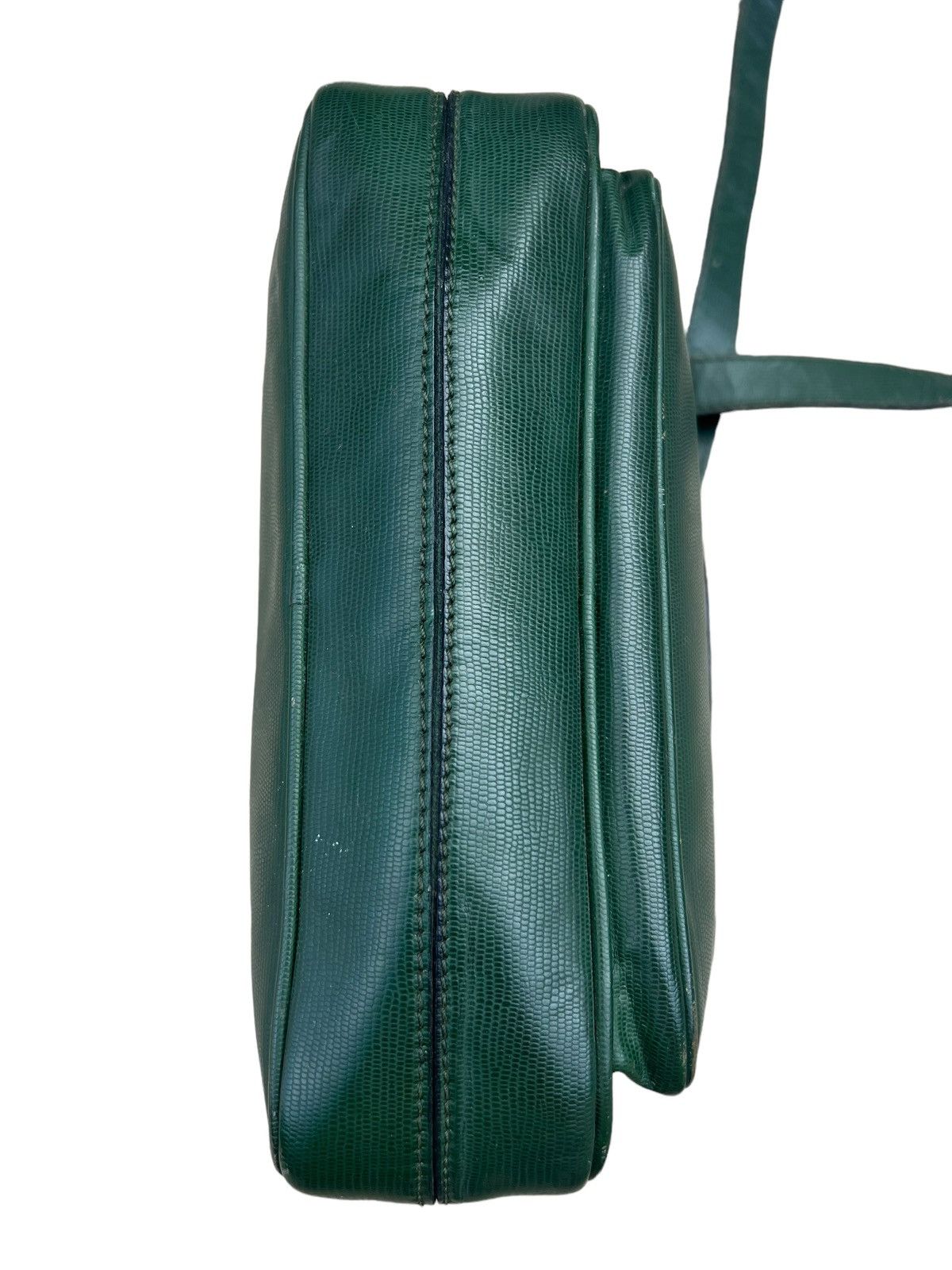 Celine × Leather Vintage CELINE Distress Patina Green Leather Bag riri Zipper Size ONE SIZE - 16 Thumbnail