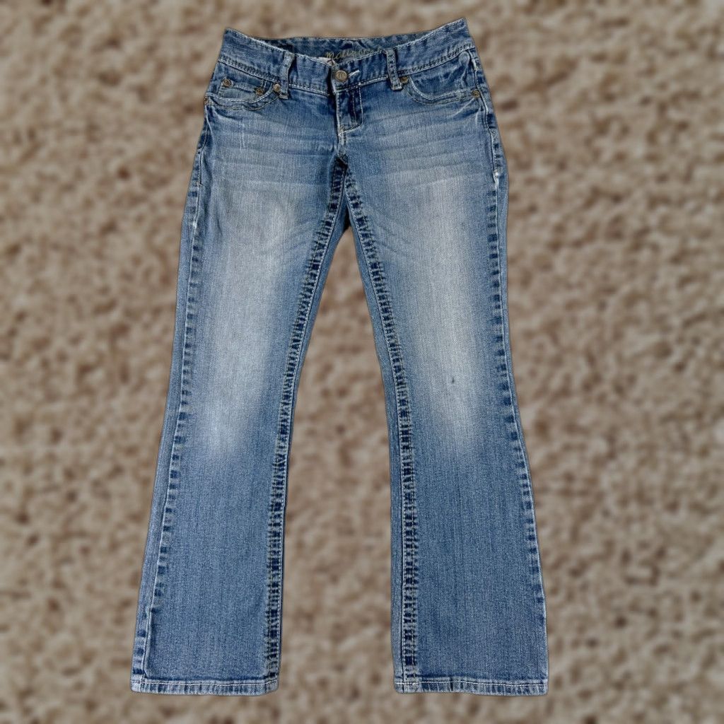Vintage Maurices Jeans Womens Bootcut Denim Blue Cotton Low Rise 26 in 26x28 5-Pocket Embroidered Regular Stretch Size 25" / US 0 / IT 36 - 1 Thumbnail
