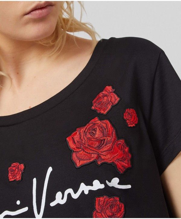 Versace o1y0226 Logo Crewneck T-Shirt in Black Size S / US 4 / IT 40 - 2 Thumbnail