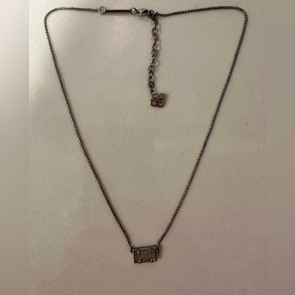 Kendra Scott Kendra Scott Pattie Iridescent White Drusy Silver Necklace Size ONE SIZE - 3 Thumbnail