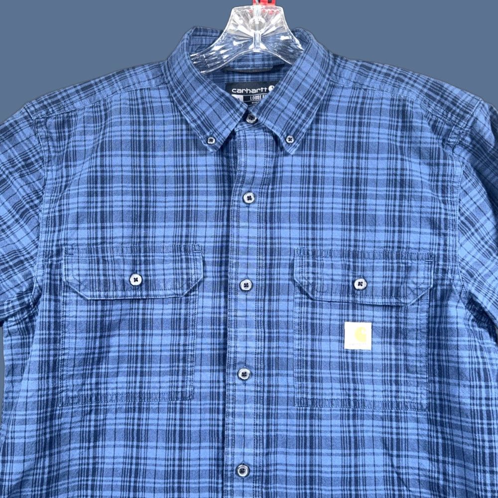 Carhartt Carhartt Shirt Mens M Blue Plaid Relaxed Fit Long Sleeve Button-Down Collared Shirt Size US M / EU 48-50 / 2 - 1 Thumbnail