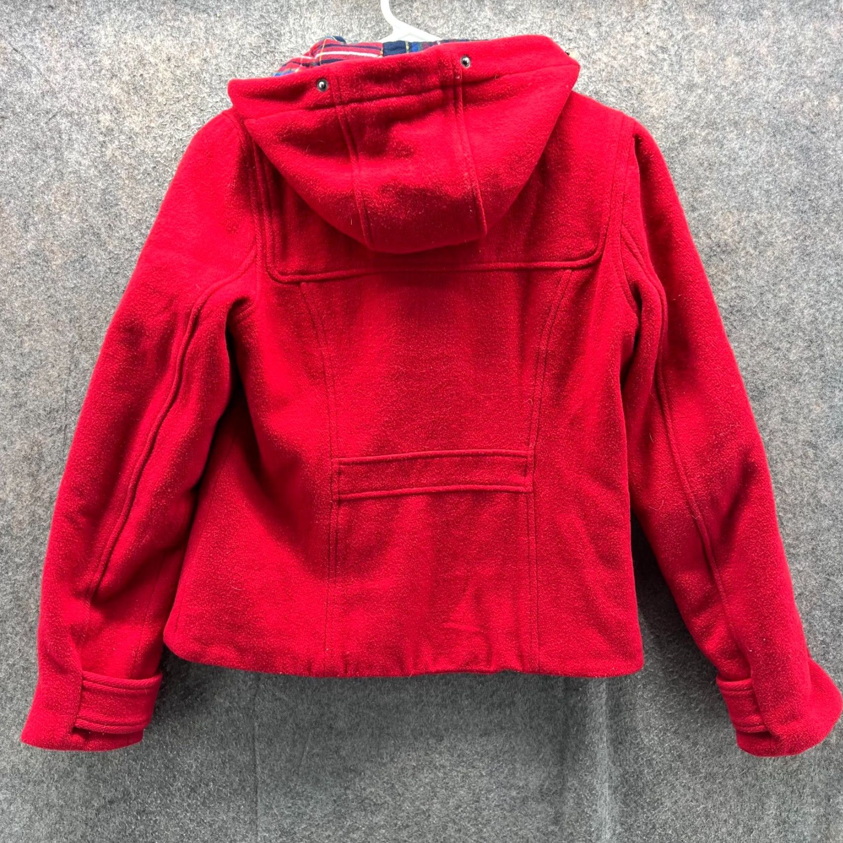 Abercrombie & Fitch Abercrombie & Fitch Duffle Coat Women Medium Red Wool Toggle Hooded Fleece Size M / US 6-8 / IT 42-44 - 2 Thumbnail