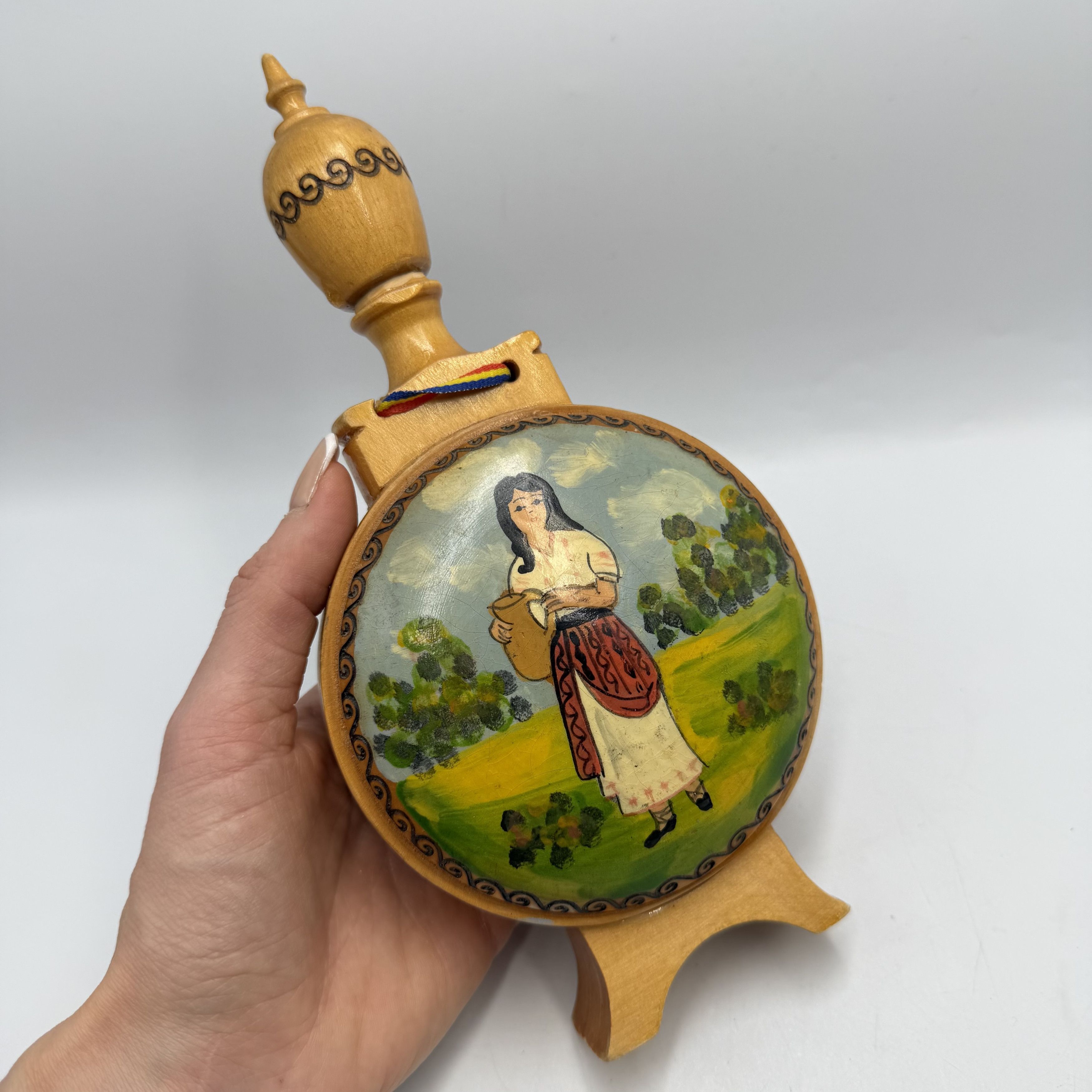 Vintage Vintage Wooden Kumanets Hand Painted Folk Art Decanter Size ONE SIZE - 1 Thumbnail