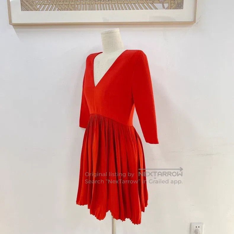 Dior Dior Red v-neck dress Size XS / US 0-2 / IT 36-38 - 3 Thumbnail