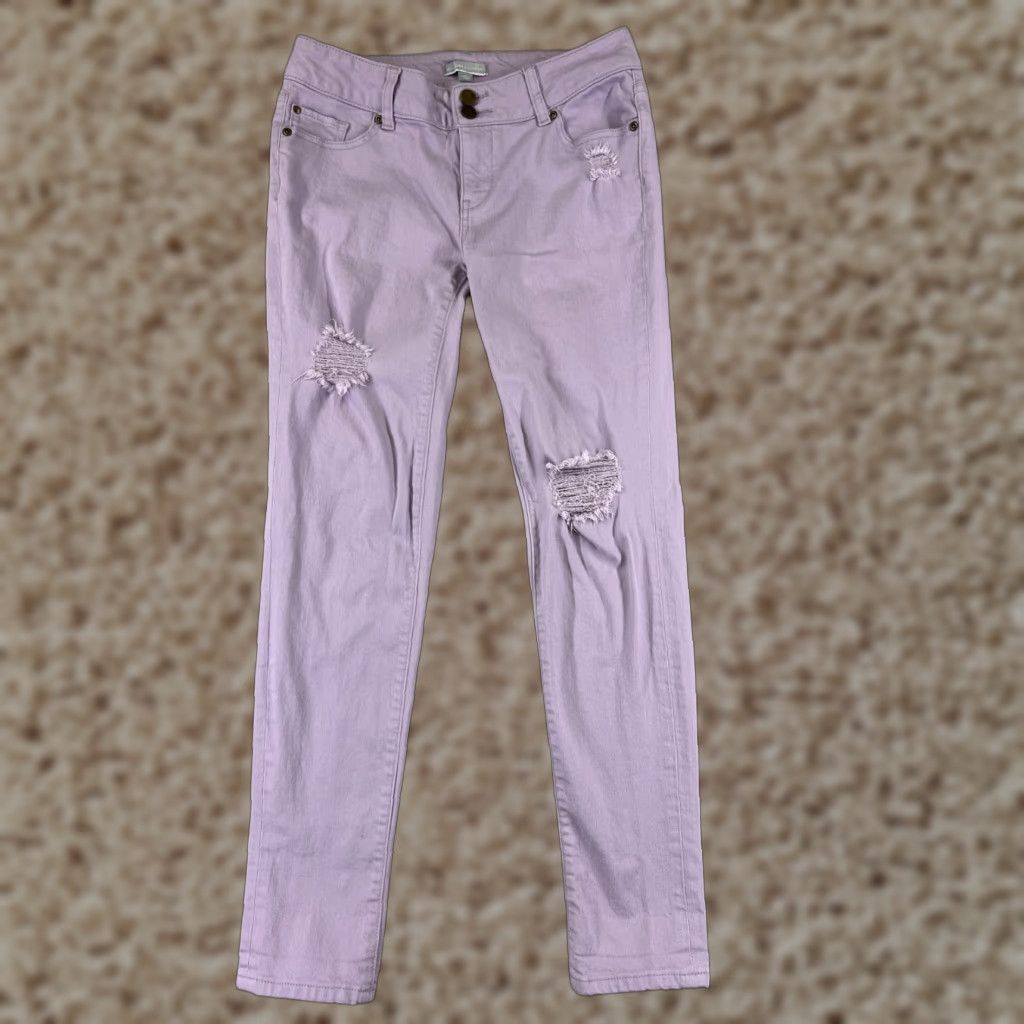Vintage New York & Company Pants Womens 2 Purple Distressed Straight Leg Low Rise 27x28 Size 26" / US 2 / IT 38 - 1 Thumbnail